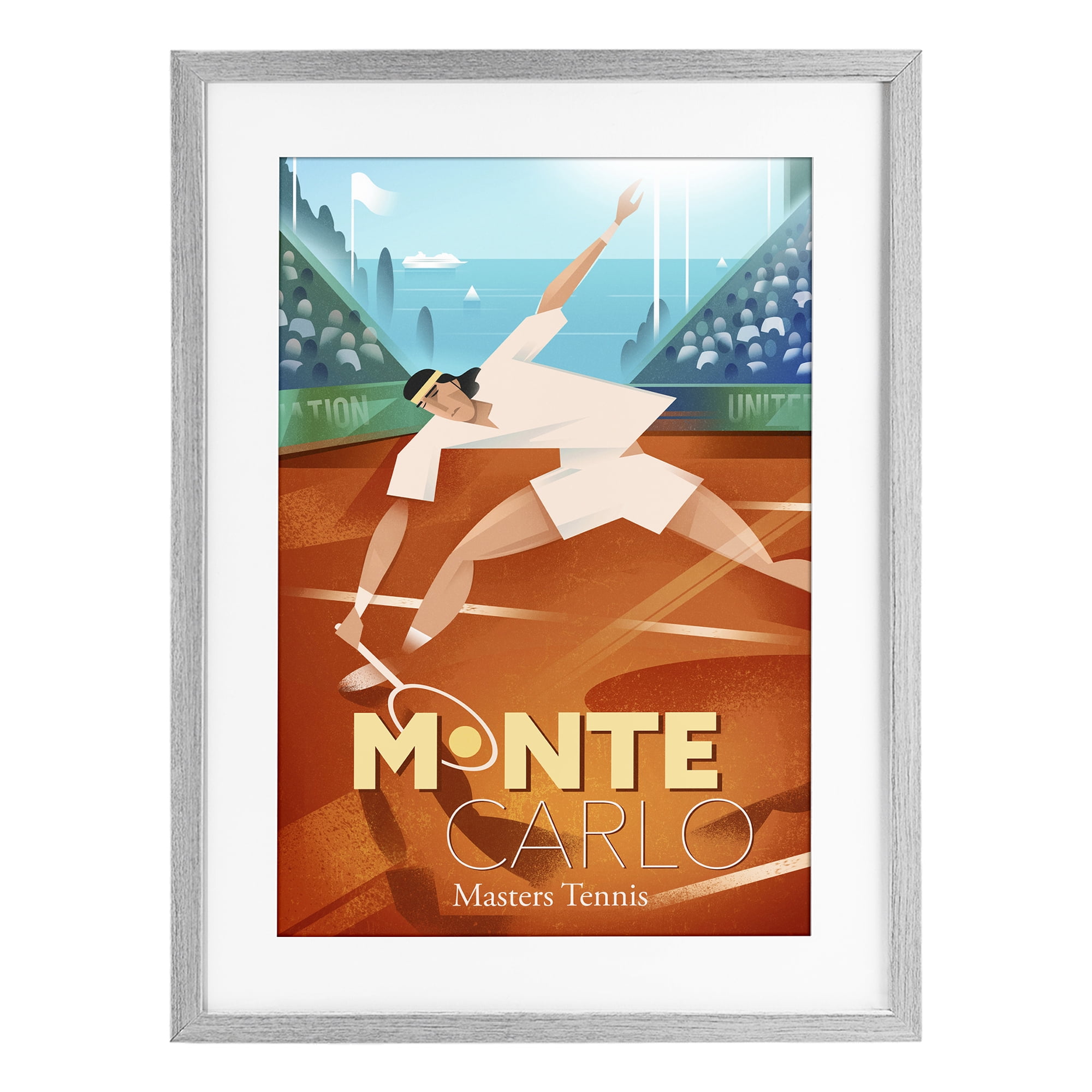 Stupell Industries Monte Carlo Masters Tennis Gray Framed Print Under Glass, design by Martin Wickstrom
