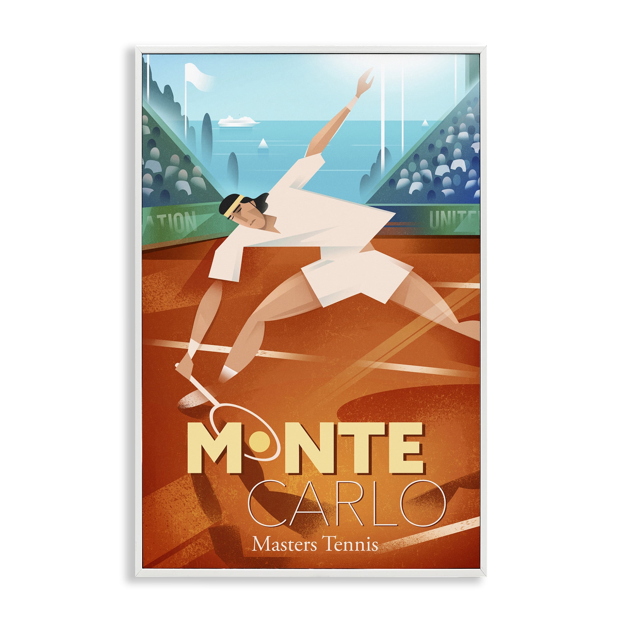 Stupell Industries Monte Carlo Masters Tennis White Framed Giclee Art, design by Martin Wickstrom