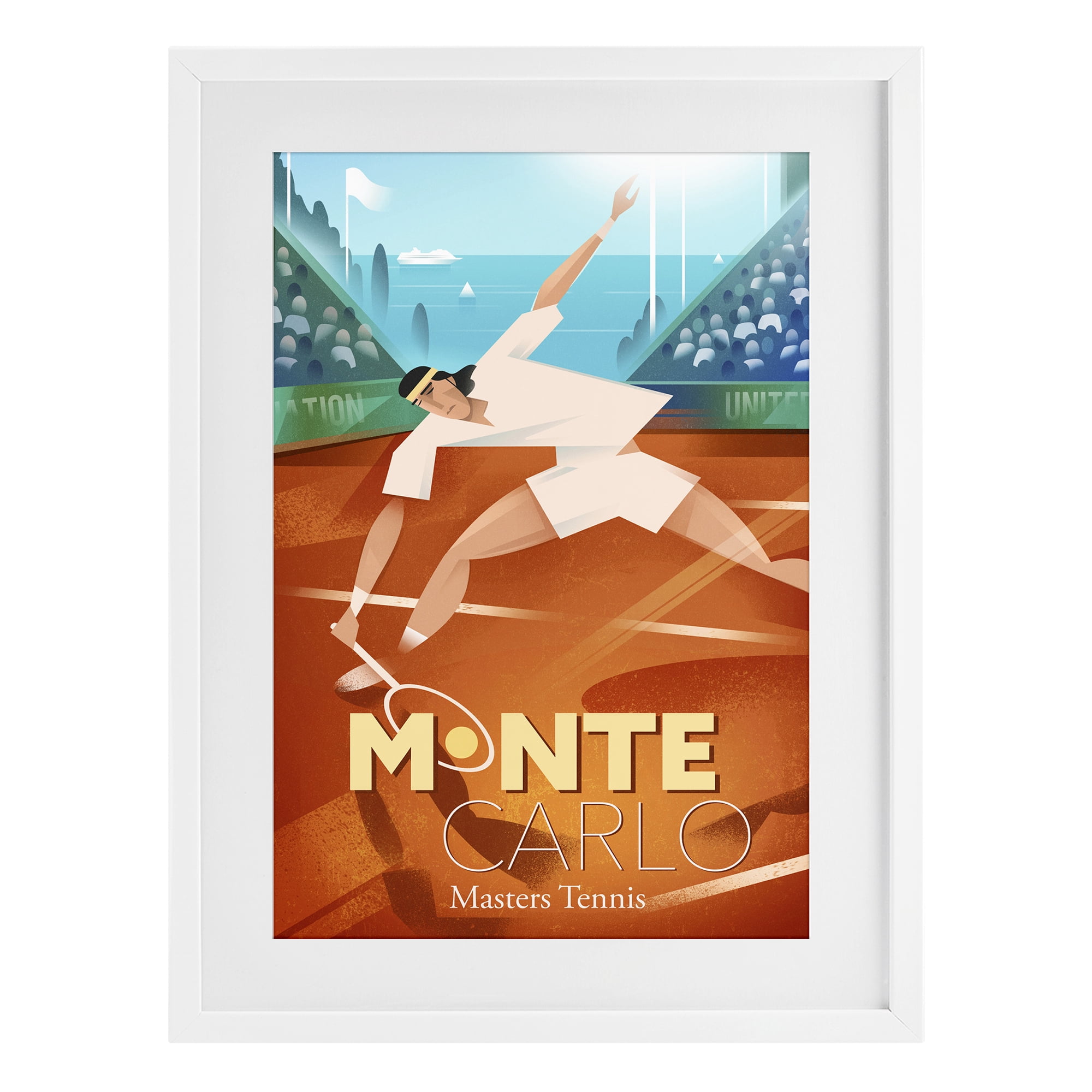 Stupell Industries Monte Carlo Masters Tennis White Framed Print Under Glass, design by Martin Wickstrom