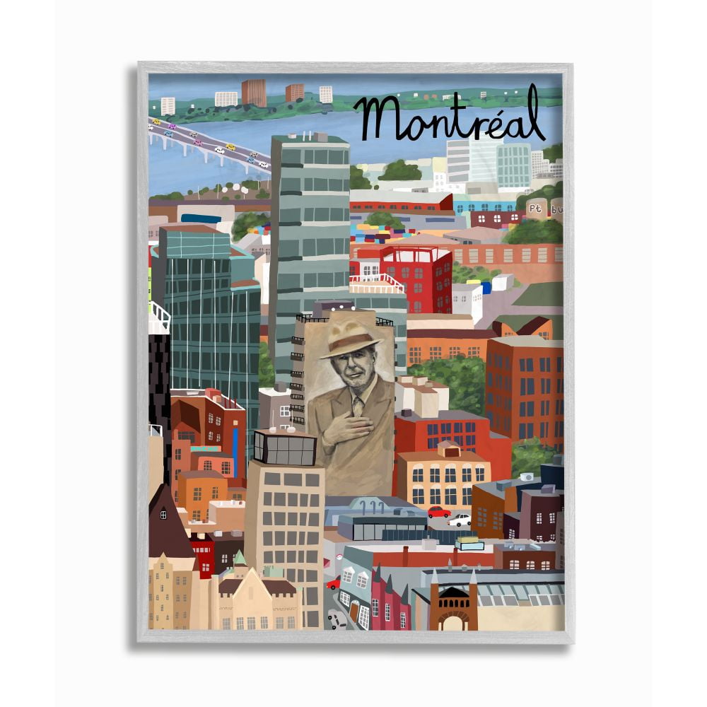Stupell Industries Montreal Patron Saint Canadian Landmark Colorful City Architecture Framed Wall Art Design by Carla Daly, 16" x 20", Gray Framed