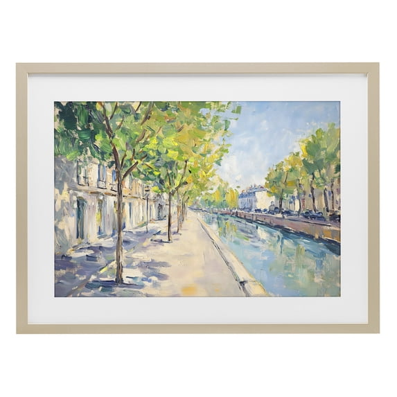 Stupell Industries Transitional Montrouge Canal Promenade Birch Framed Print Under Glass, 23 x 17, by Creative Studio