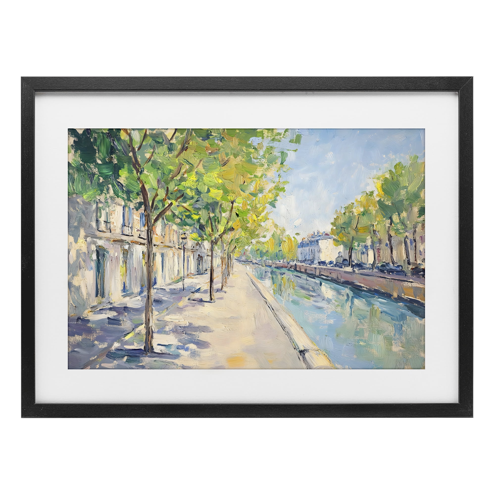Stupell Industries Montrouge Canal Promenade Black Framed Print Under Glass, design by Creative Studio