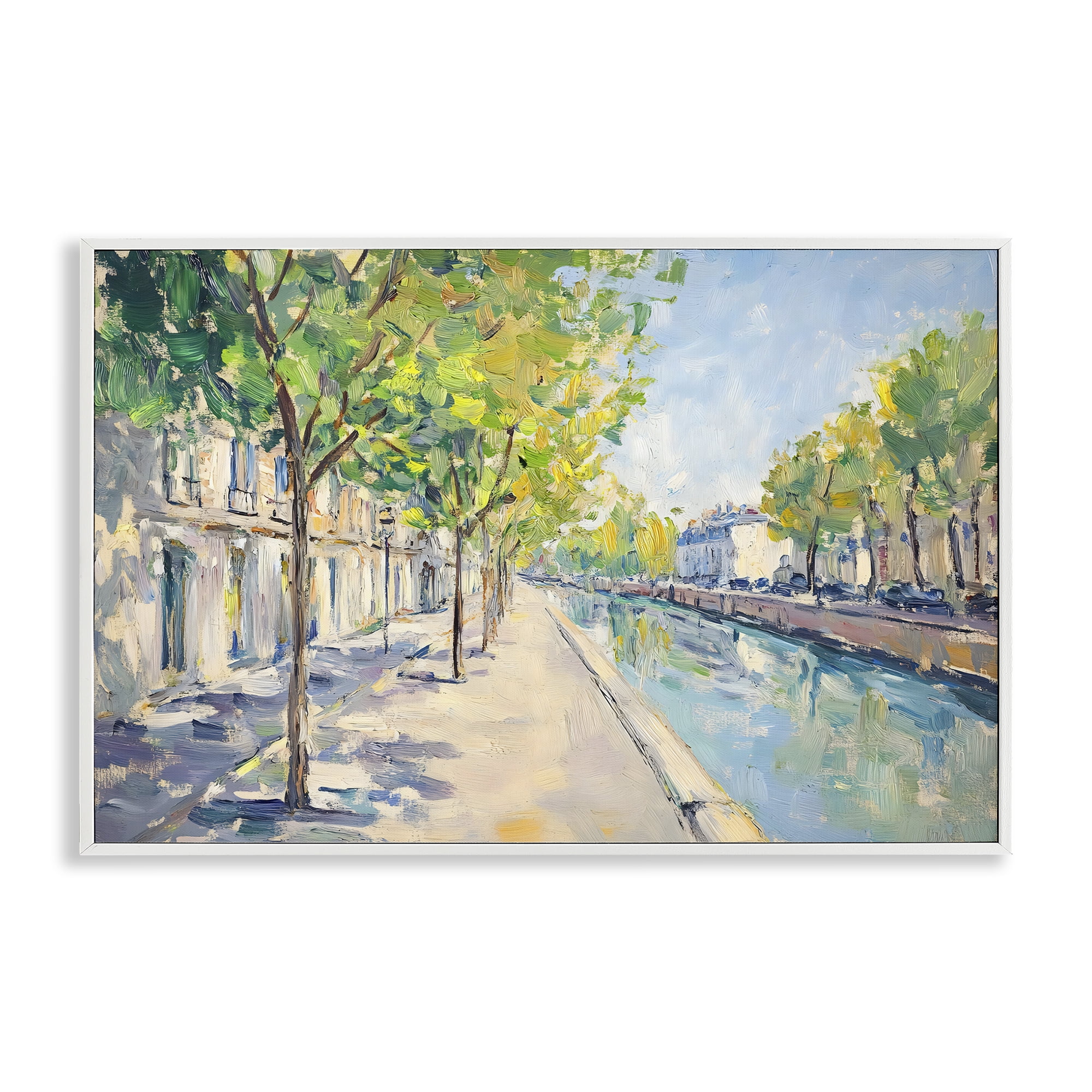Stupell Industries Montrouge Canal Promenade White Framed Giclee Art, design by Creative Studio