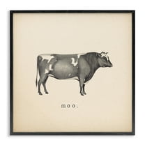 Stupell Industries Moo Farm Cow Sounds Animals Painting Black Framed Art Print Wall Art, 12 x 12