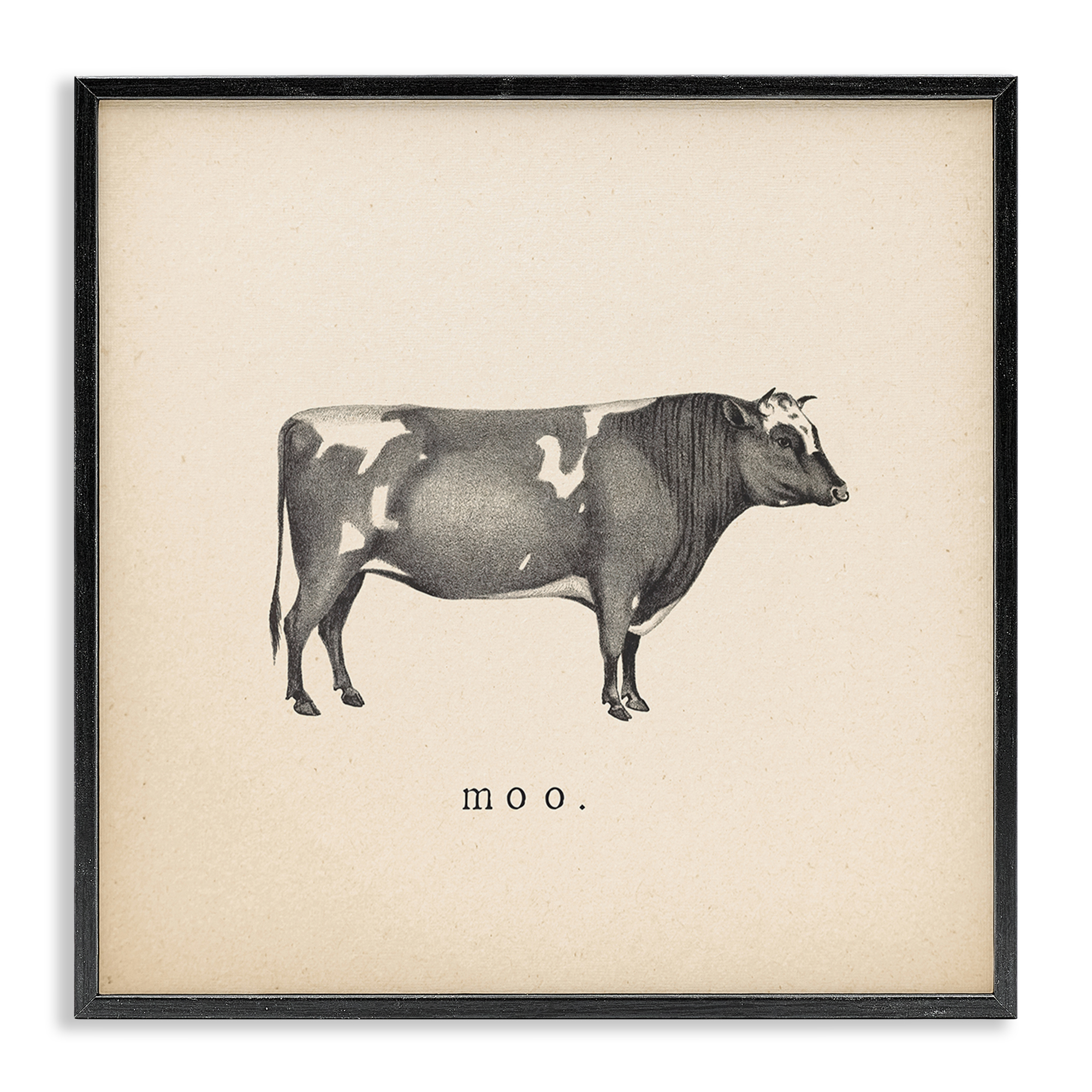 Stupell Industries Moo Farm Cow Sounds Animals Painting Black Framed Art Print Wall Art, 17 x 17