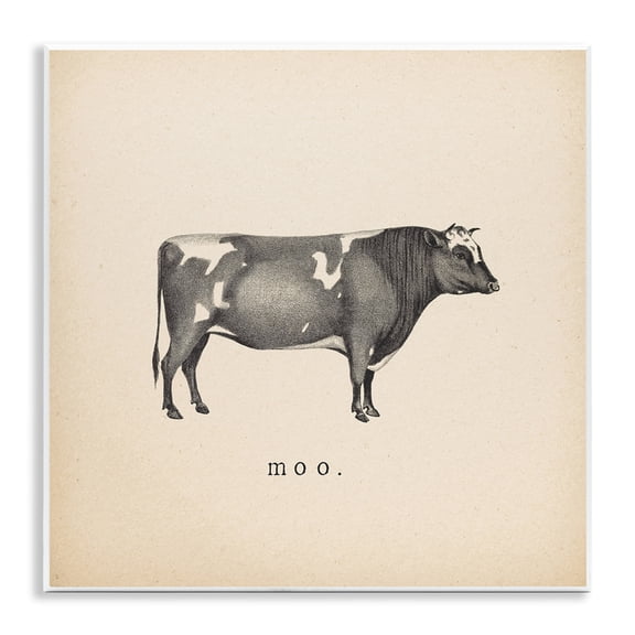 Stupell Industries Moo Farm Cow Sounds Animals Painting Unframed Art Print Wall Art, 12 x 12