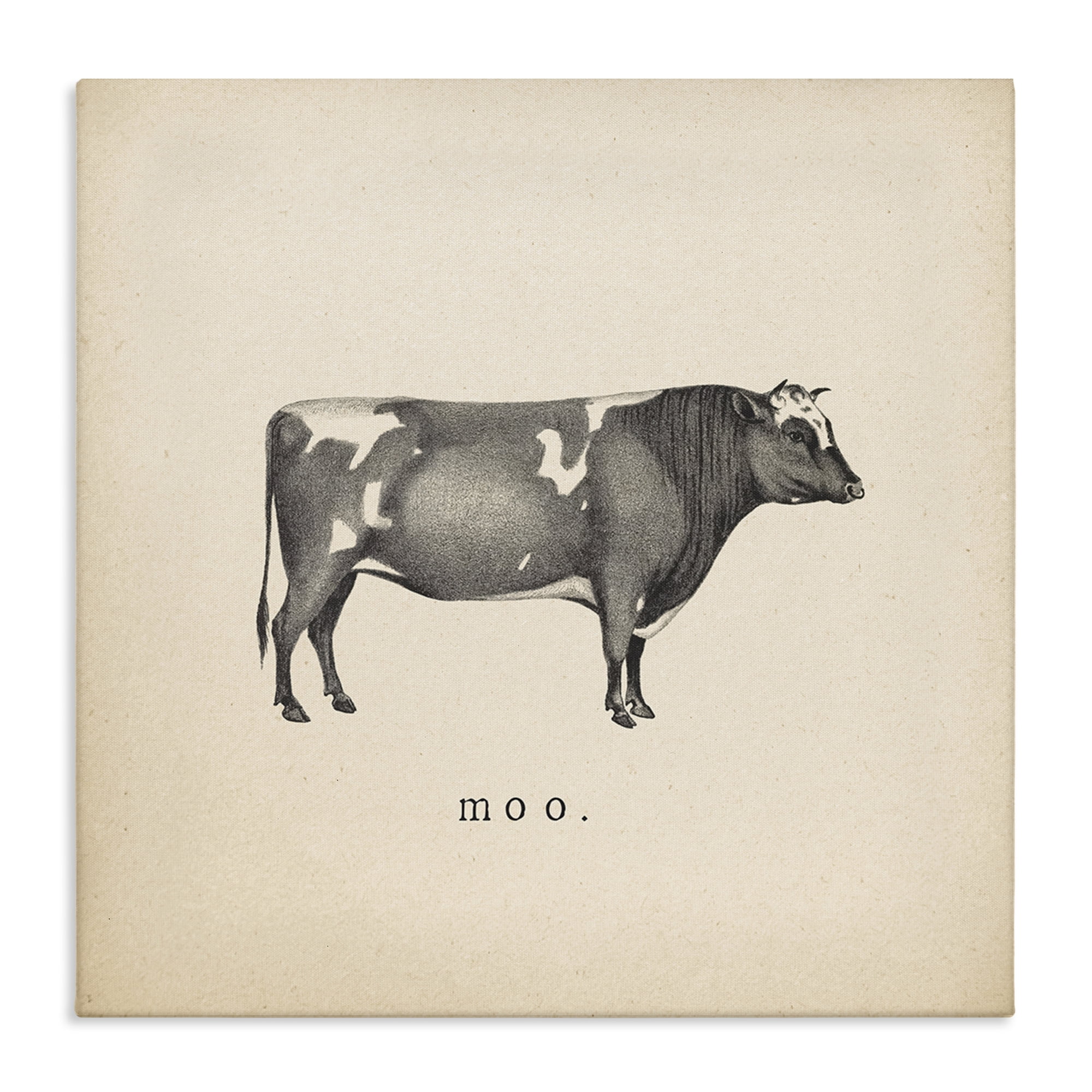 Stupell Industries Moo Farm Cow Sounds Animals Painting Wrapped Canvas Art Print Wall Art, 17 x 17