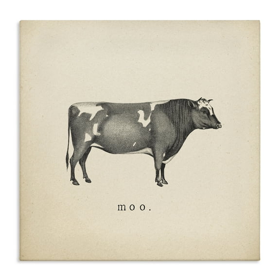 Stupell Industries Moo Farm Cow Sounds Animals Painting Wrapped Canvas Art Print Wall Art, 17 x 17