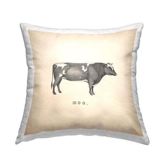 Stupell Industries Moo Farm Cow Sounds Decorative Printed Throw Pillow Design by Wild Apple Portfolio.