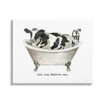 Stupell Industries Moo-ve Over Bath Time Cow Farmhouse Bathroom Sign Graphic Art Gallery Wrapped Canvas Print Wall Art, Design by Cindy Jacobs