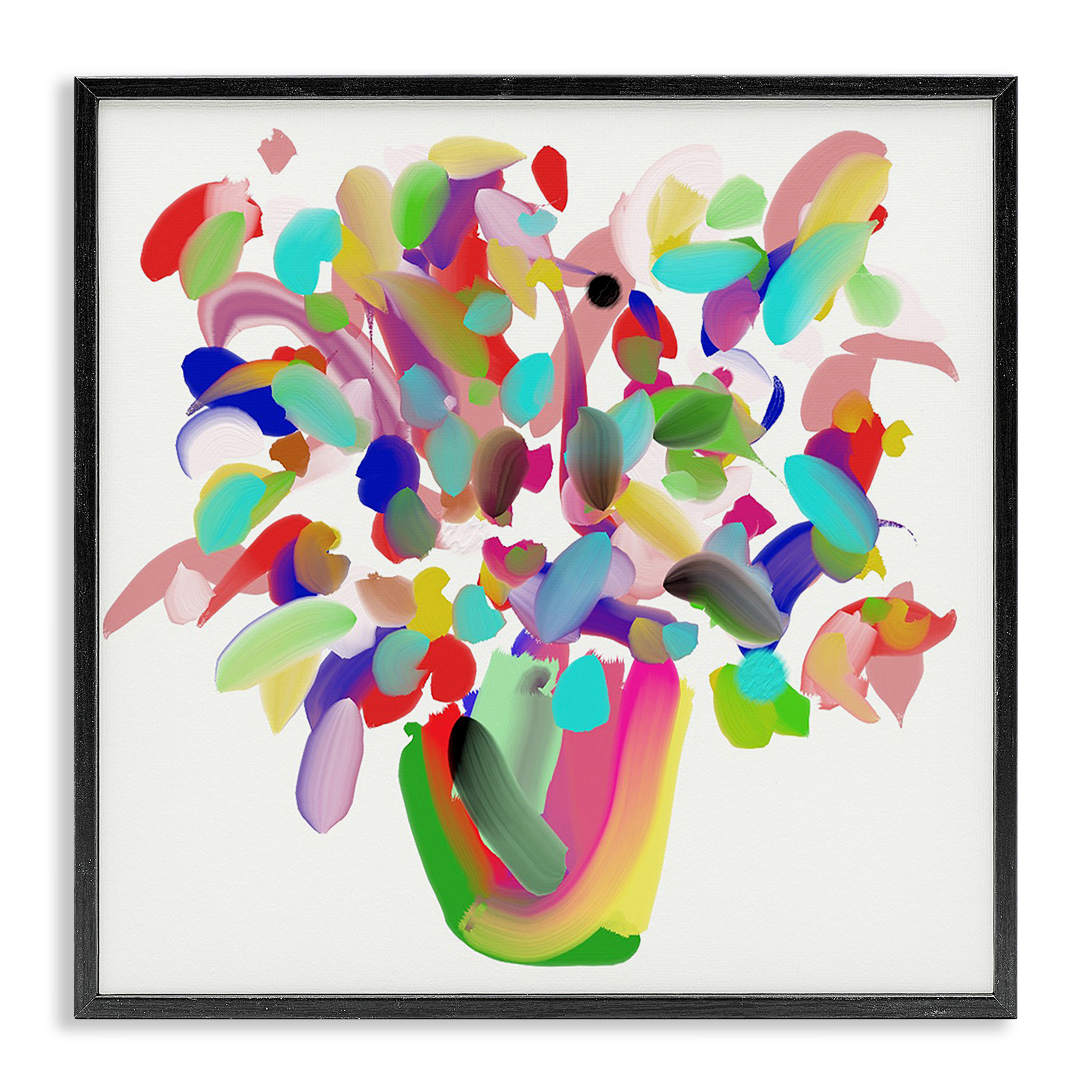 Stupell Industries Mood Flowers Bold Bouquet Plants & Flowers Painting Black Framed Art Print Wall Art, 17 x 17