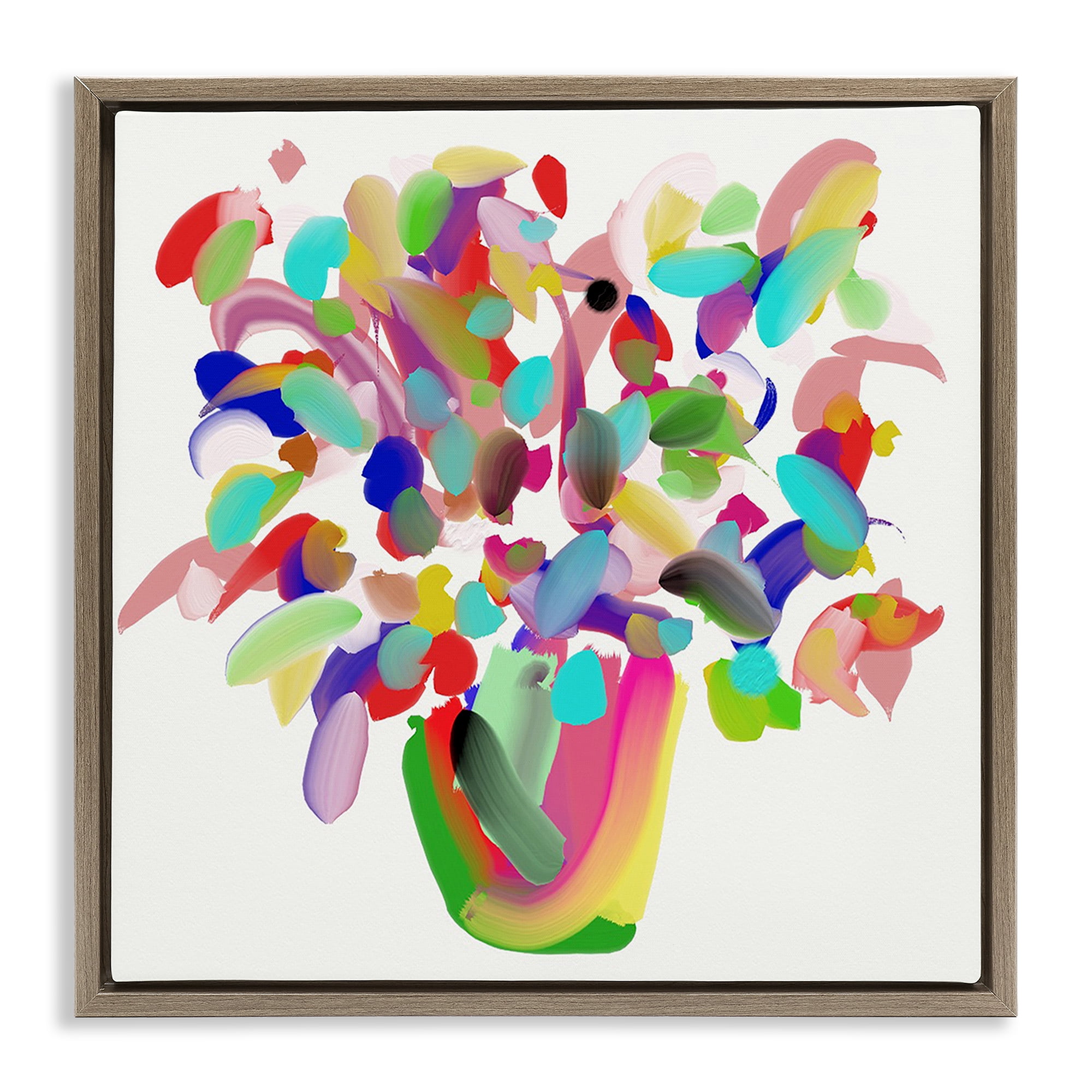 Stupell Industries Mood Flowers Bold Bouquet Plants & Flowers Painting Brown Floater Framed Canvas Art Print Wall Art, 25 x 25