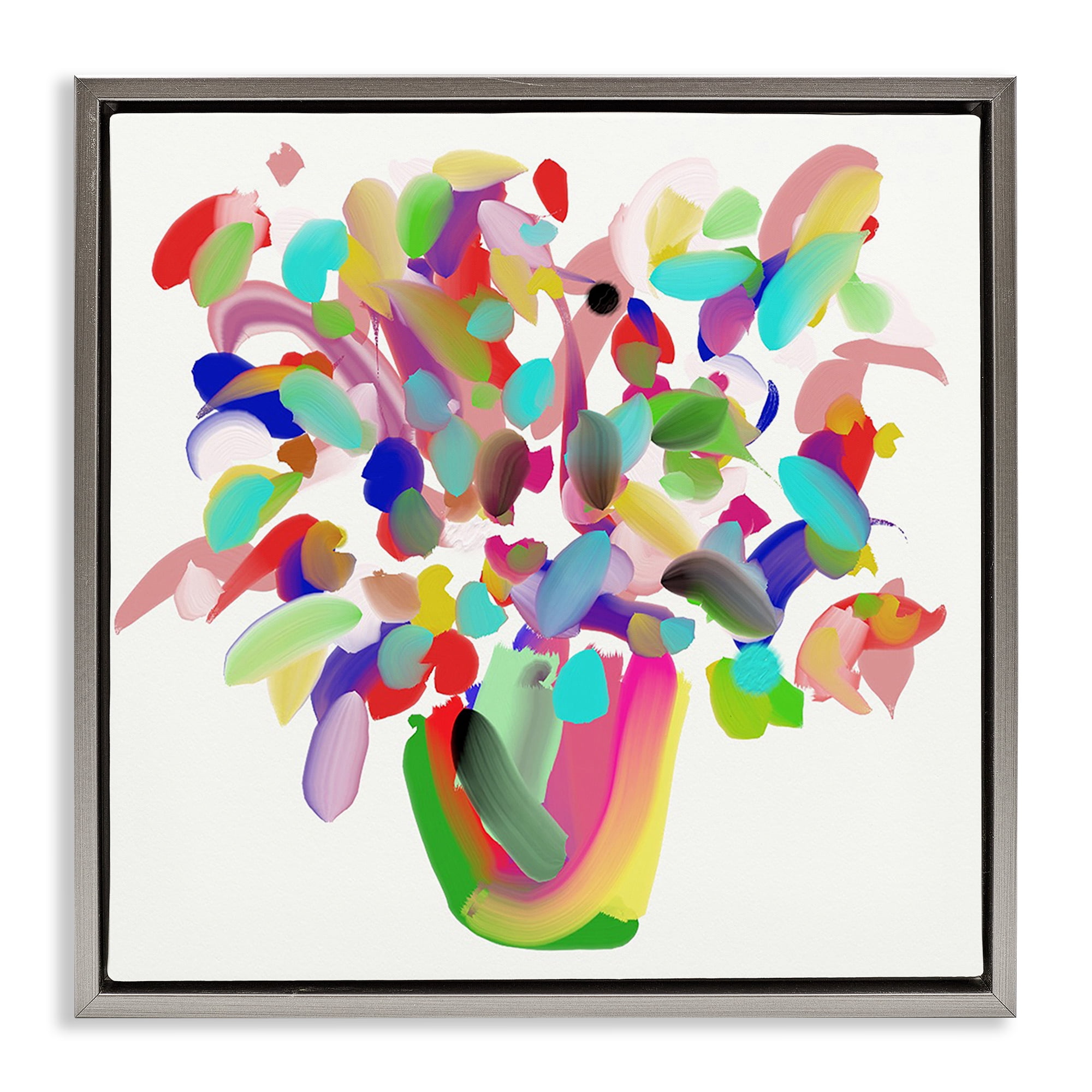 Stupell Industries Mood Flowers Bold Bouquet Plants & Flowers Painting Gray Floater Framed Canvas Art Print Wall Art, 25 x 25