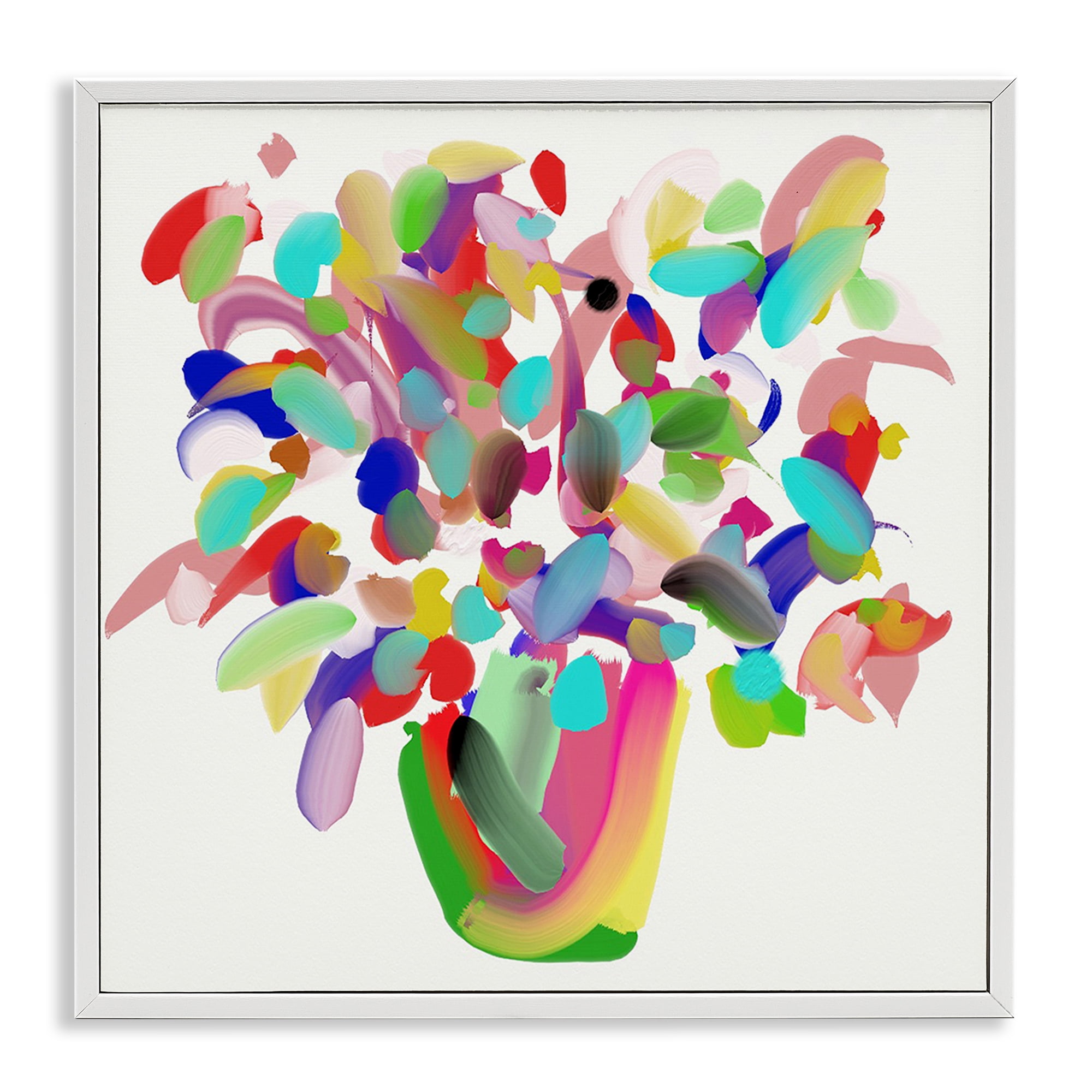 Stupell Industries Mood Flowers Bold Bouquet Plants & Flowers Painting White Framed Art Print Wall Art, 17 x 17