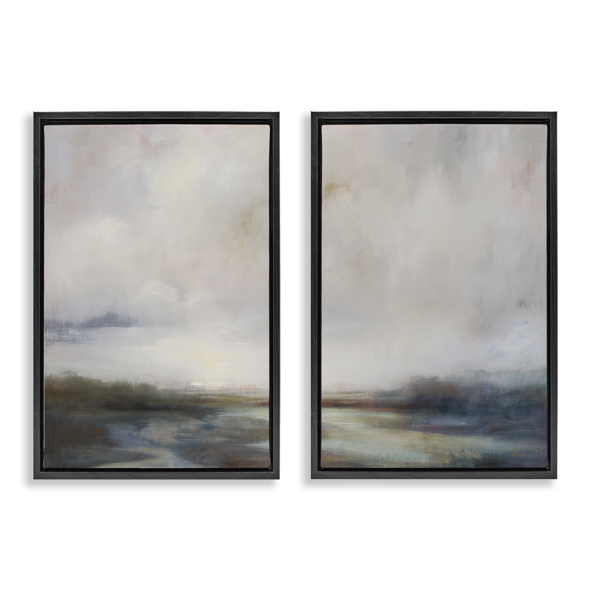 Stupell Industries Moody Clouds Landscape Landscape & Nature Painting Black Floater Framed Canvas Art Print Wall Art, 21 x 31, Set of 2