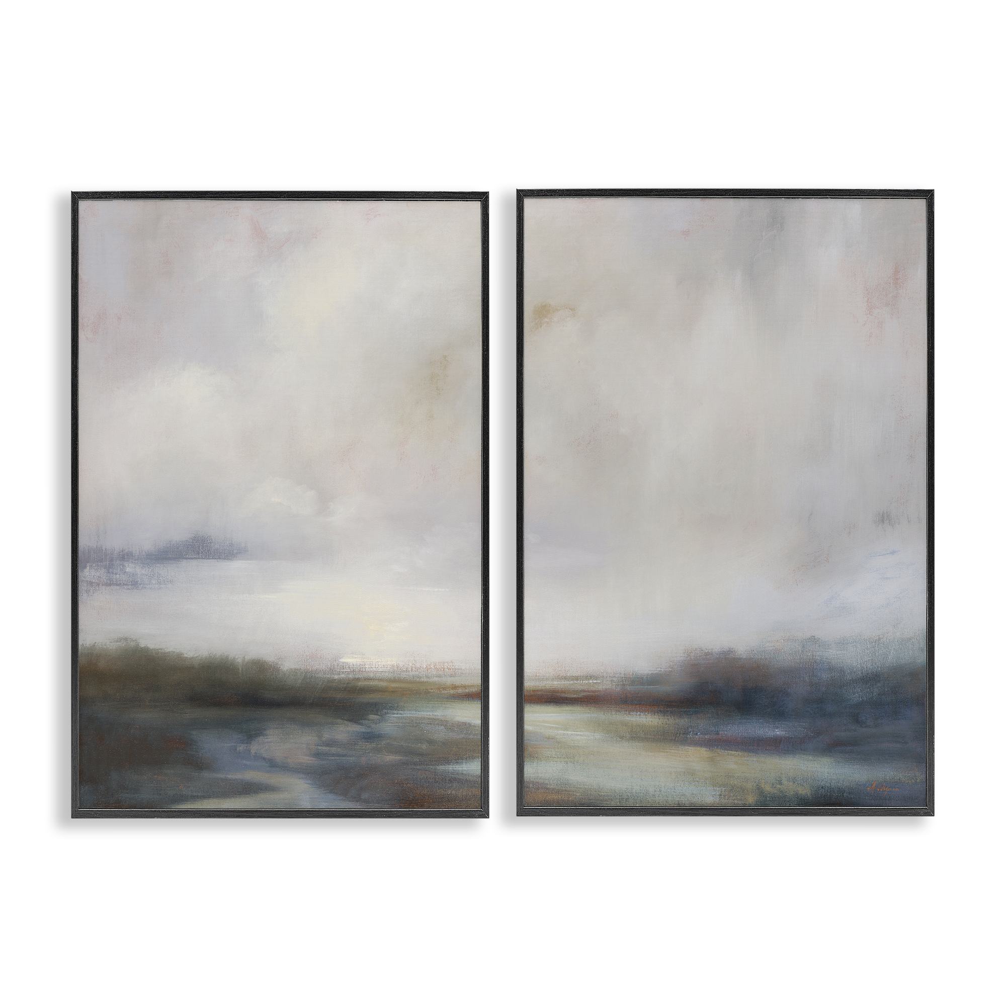 Stupell Industries Moody Clouds Landscape Landscape & Nature Painting Black Framed Art Print Wall Art, 12 x 18, Set of 2