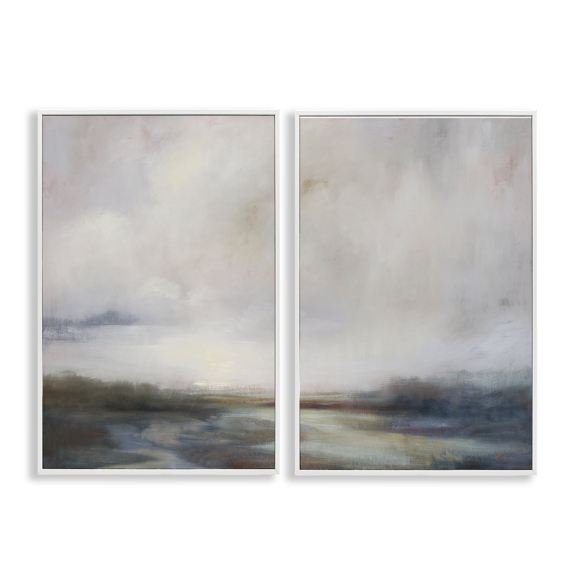 Stupell Industries Moody Clouds Landscape Landscape & Nature Painting White Framed Art Print Wall Art, 16 x 24, Set of 2