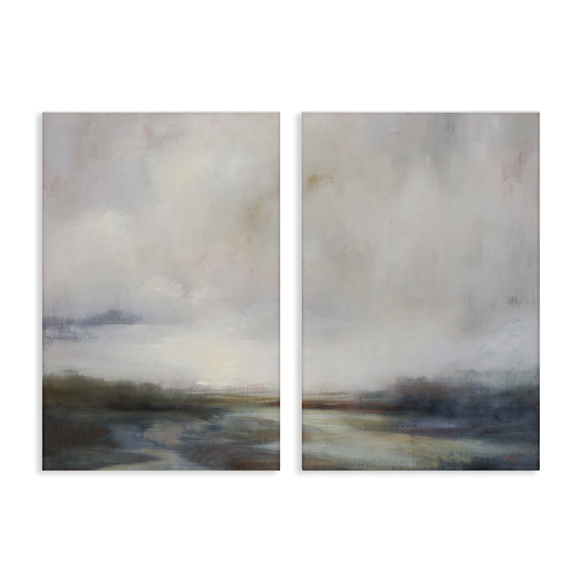 Stupell Industries Moody Clouds Landscape Landscape & Nature Painting Wrapped Canvas Art Print Wall Art, 24 x 36, Set of 2