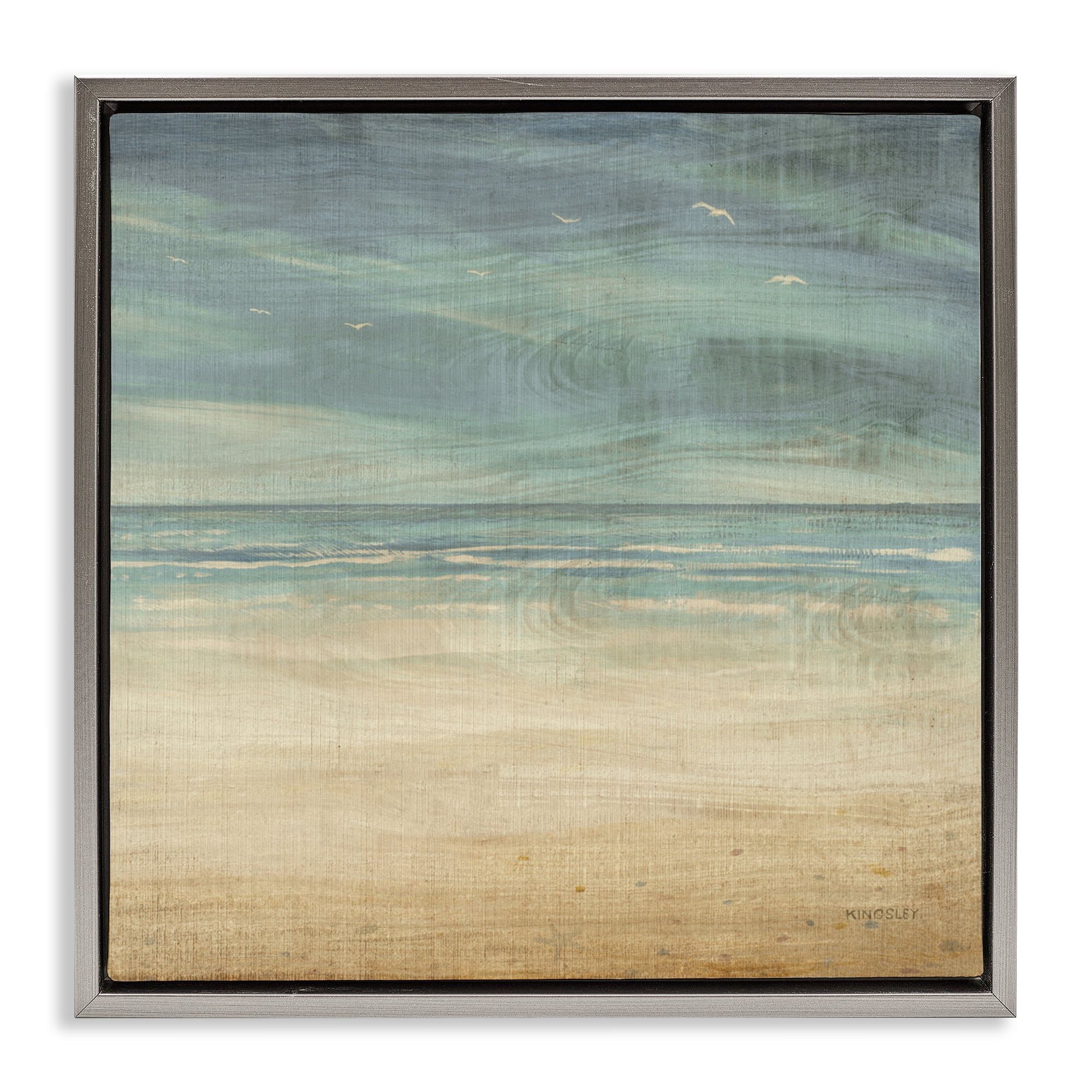 Stupell Industries Moody Coastal Days Gray Framed Floater Canvas Wall Art, design by Dan Meneely