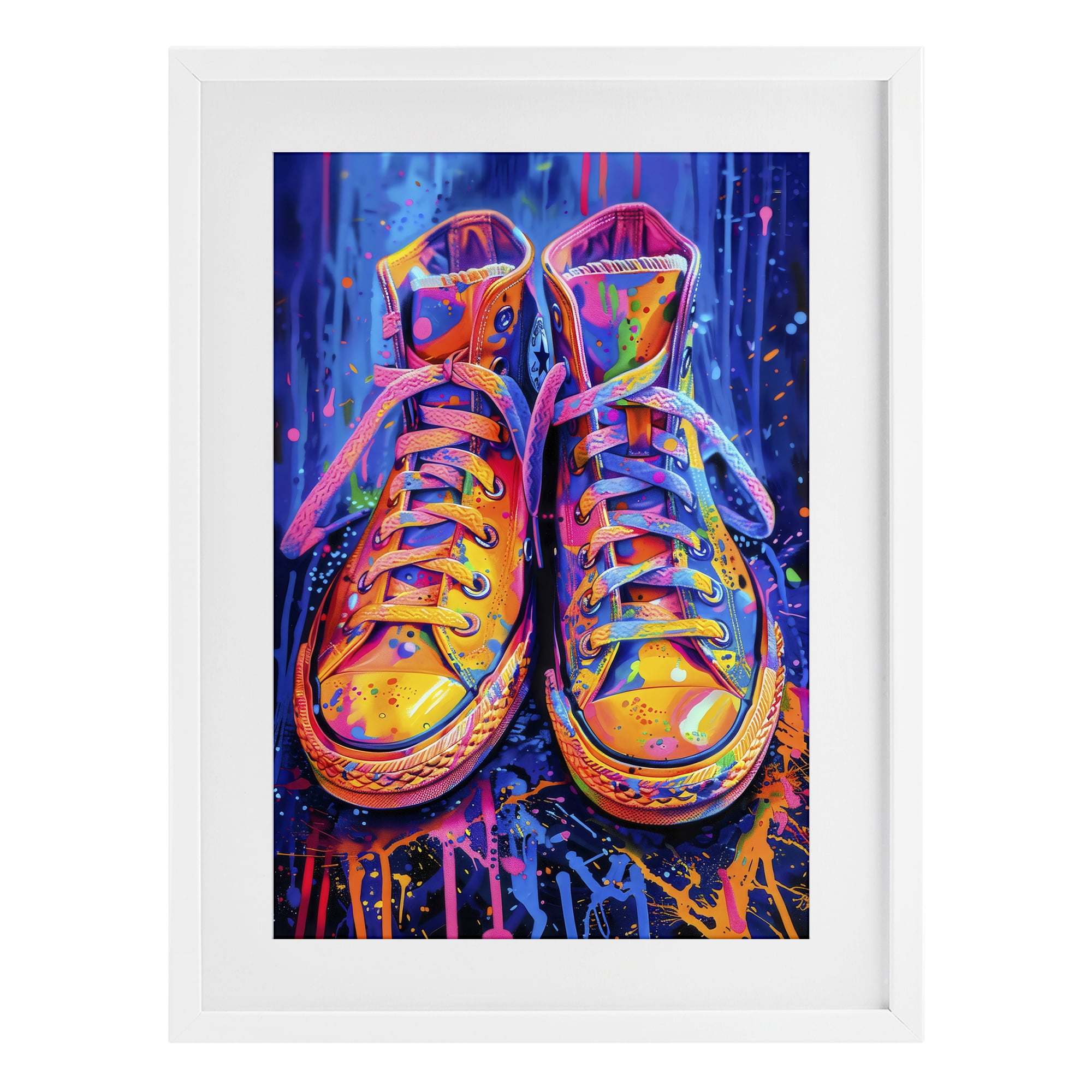 Stupell Industries Moody Converse with Neon Splash White Framed Print Under Glass, design by Creative Studio