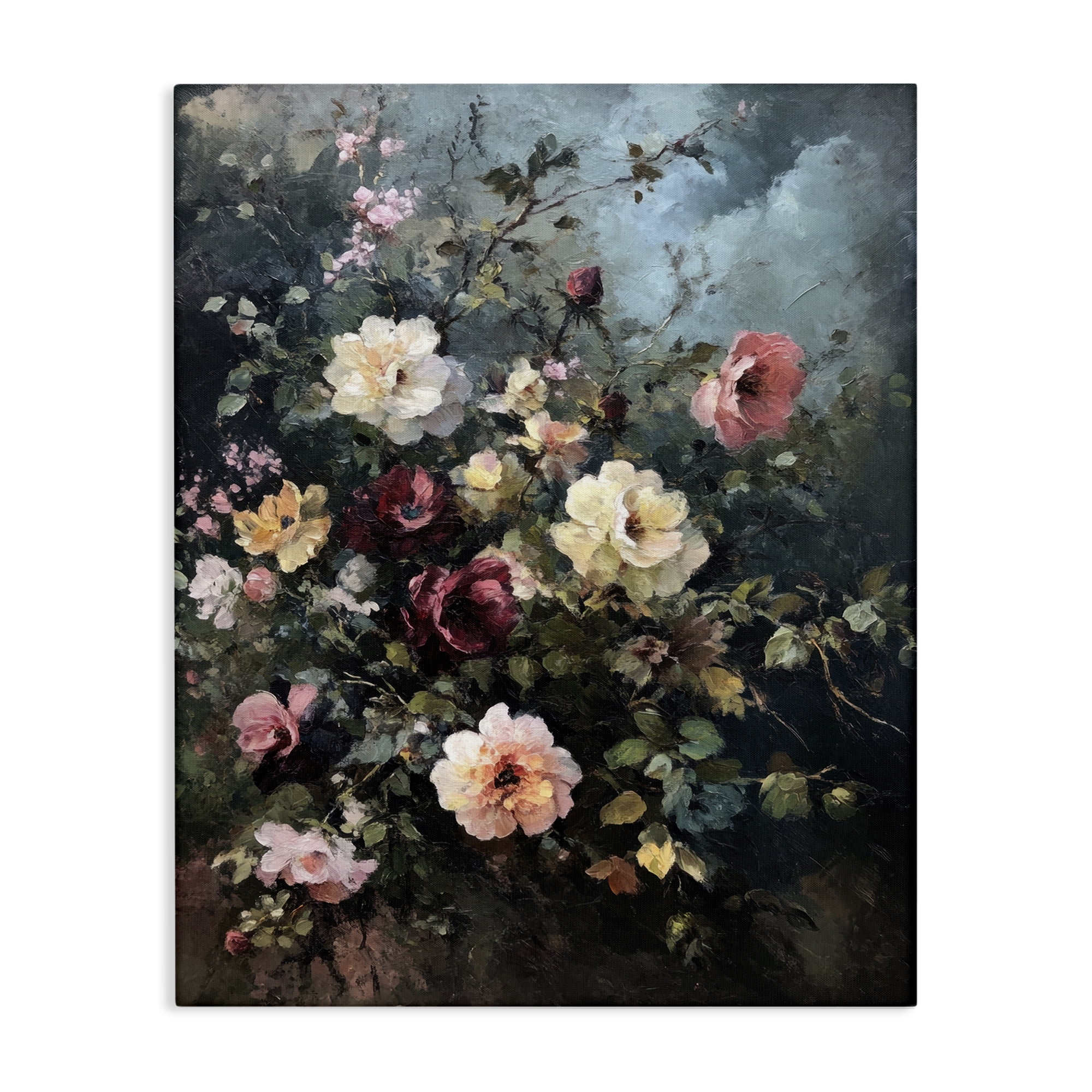 Stupell Industries Moody Dark Bouquet Plants & Flowers Painting Wrapped Canvas Art Print Wall Art, 16 x 20