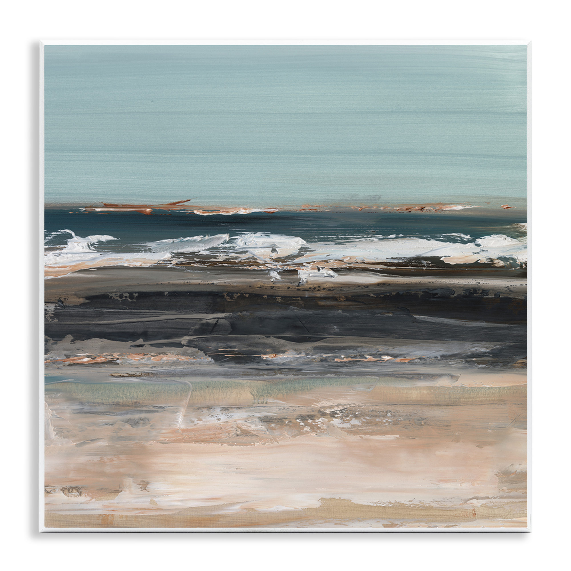 Stupell Industries Moody Grey Beach Waves Landscape & Nature Painting Unframed Art Print Wall Art, 12 x 12