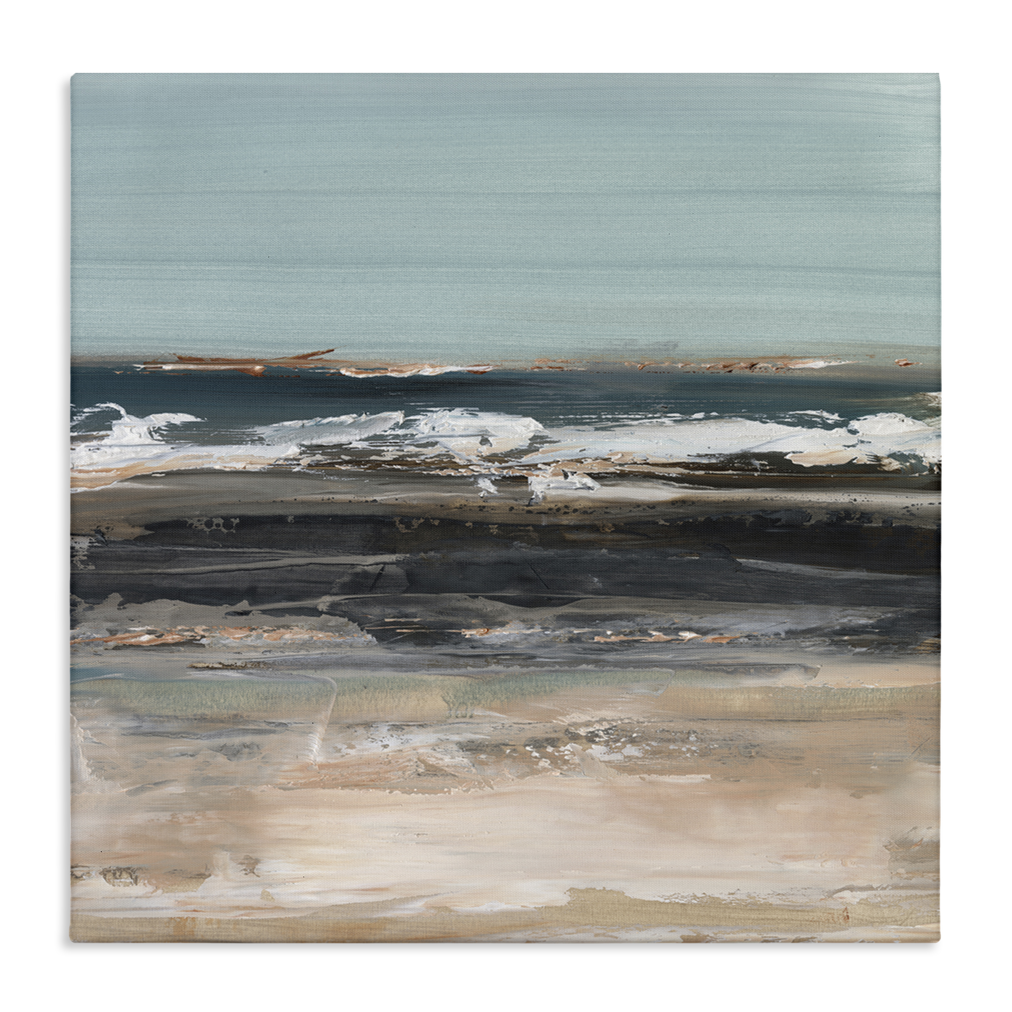 Stupell Industries Moody Grey Beach Waves Landscape & Nature Painting Wrapped Canvas Art Print Wall Art, 30 x 30