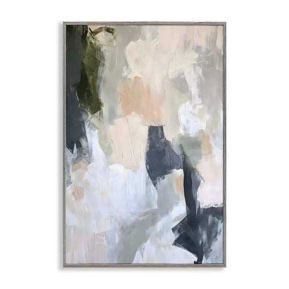 Stupell Industries Moody Impressionist Abstract Abstract Painting Gray Framed Art Print Wall Art, 12 x 18
