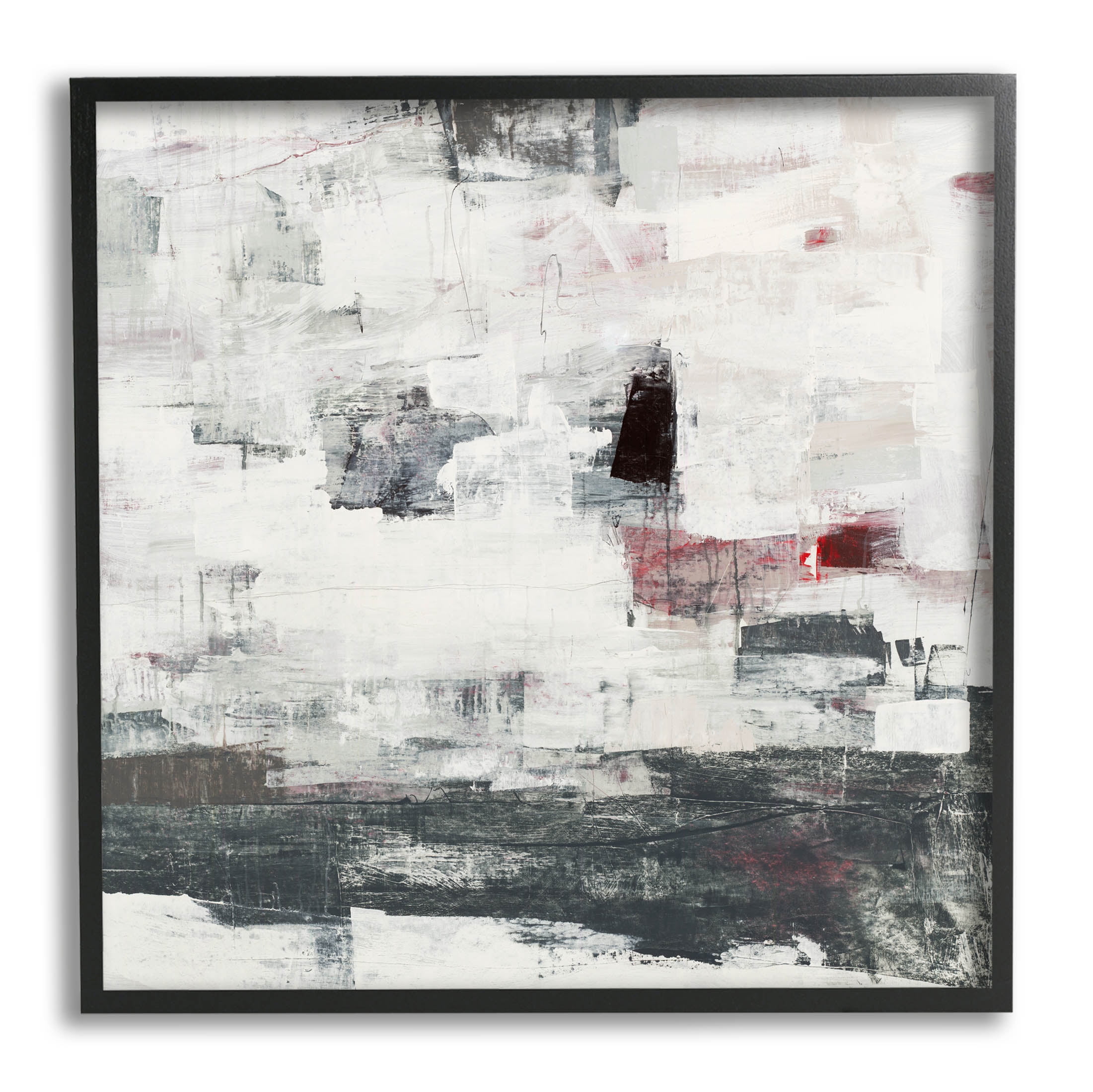 Stupell Industries Moody Layered Brush Strokes Painting Black Framed Art Print Wall Art, Design by Brent Foreman