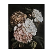 Stupell Industries Moody Peonies on Black Floral Painting Wrapped Canvas Canvas Art Print Wall Art, 16 x 20