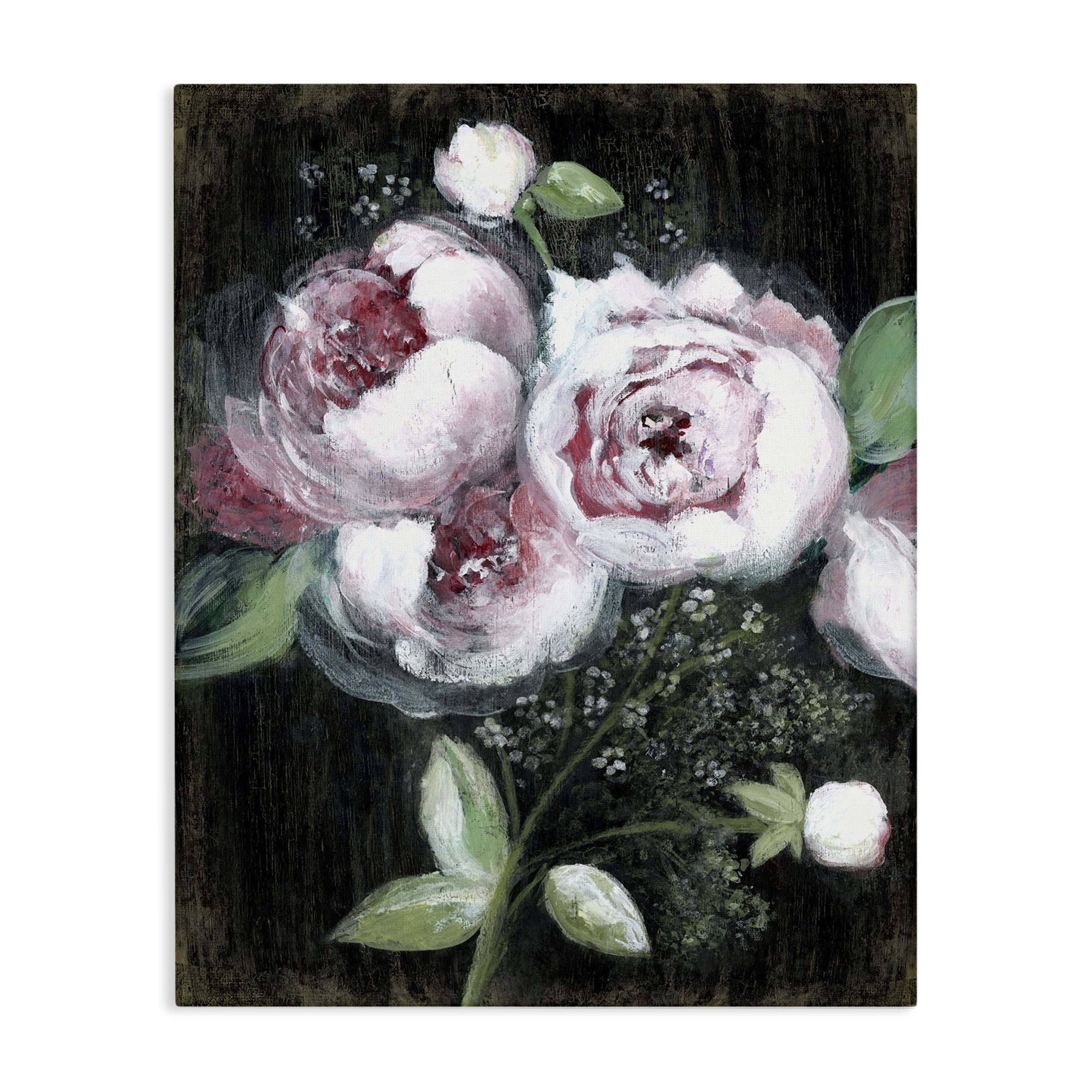 Stupell Industries Moody Roses on Black Plants & Flowers Painting Wrapped Canvas Art Print Wall Art, 36 x 48