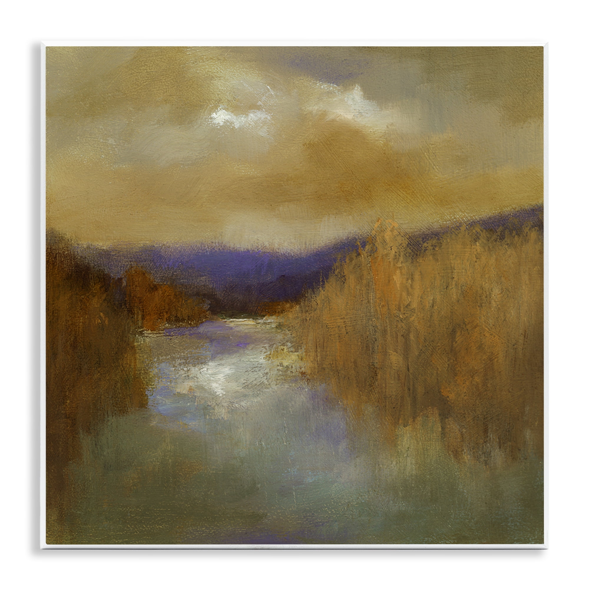 Stupell Industries Moody Shadowed River Landscape & Nature Painting Unframed Art Print Wall Art, 12 x 12