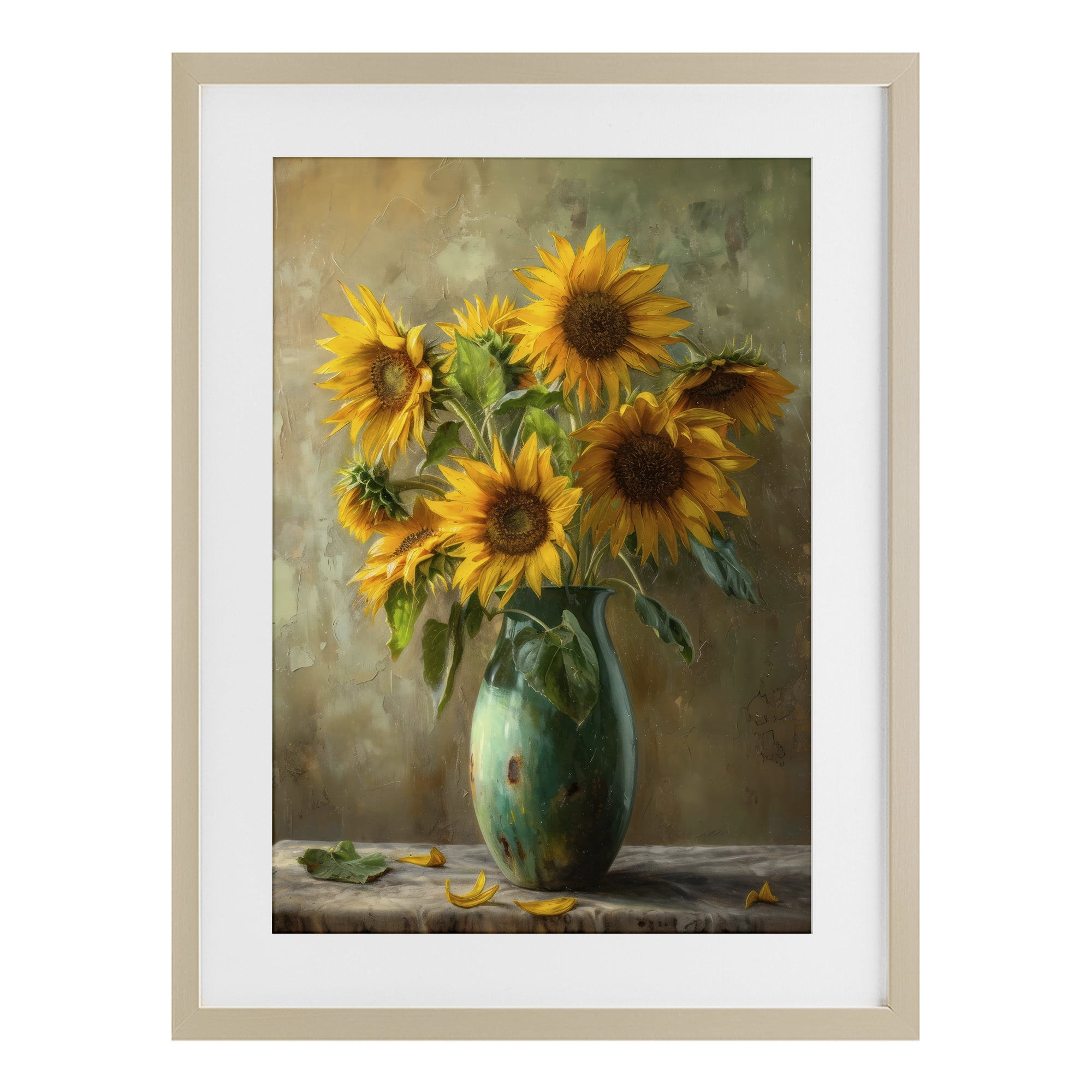 Stupell Industries Moody Sunflower Vase Birch Framed Print Under Glass, design by Creative Studio