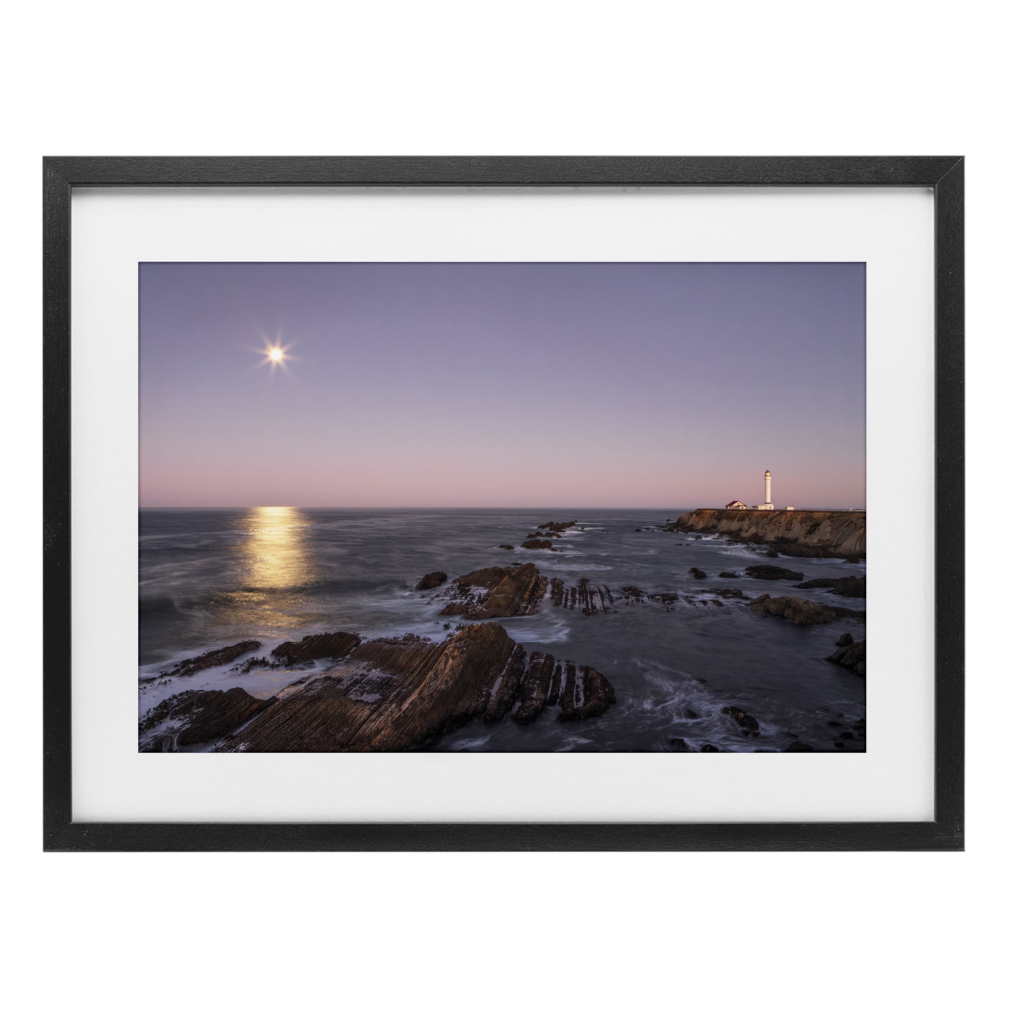 Stupell Industries Moon Arena Coastline Black Framed Print Under Glass, design by Shelley Carlisle