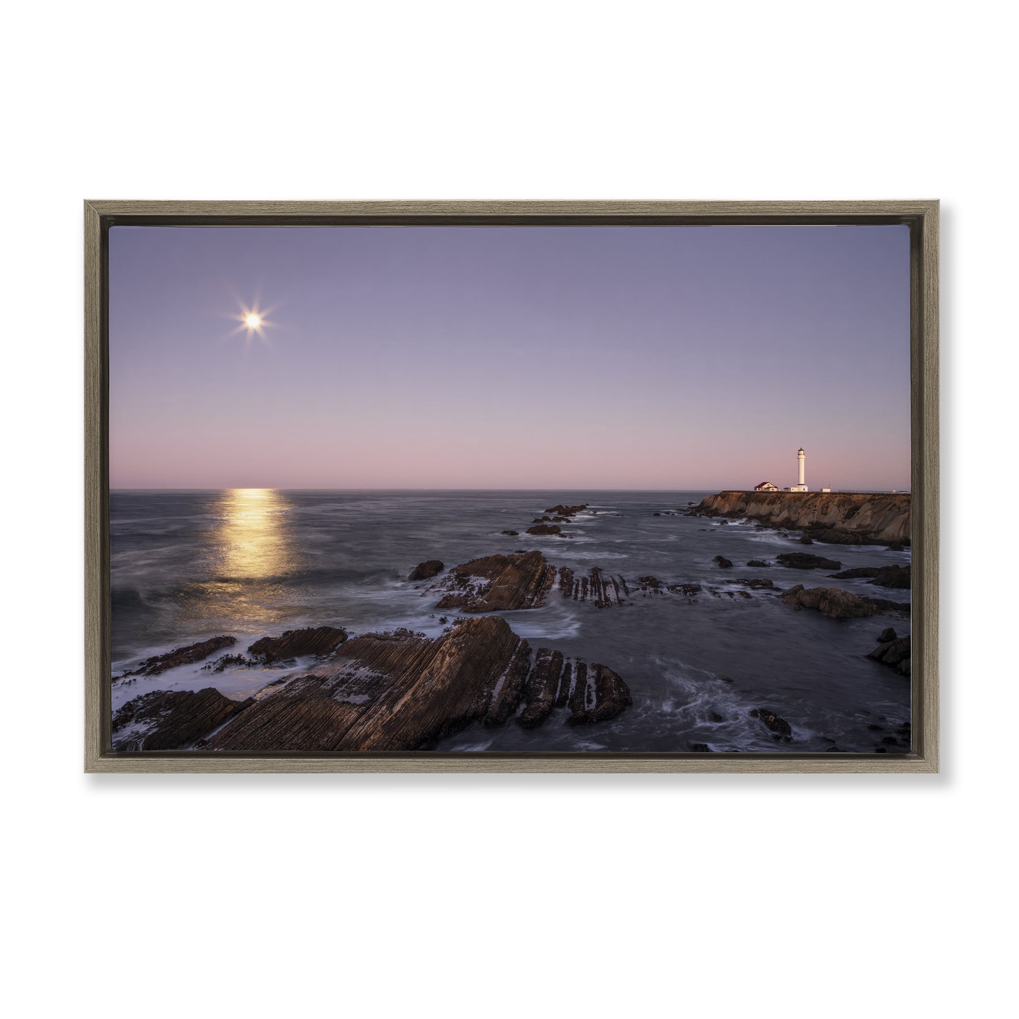 Stupell Industries Moon Arena Coastline Brown Framed Floater Canvas Wall Art, design by Shelley Carlisle