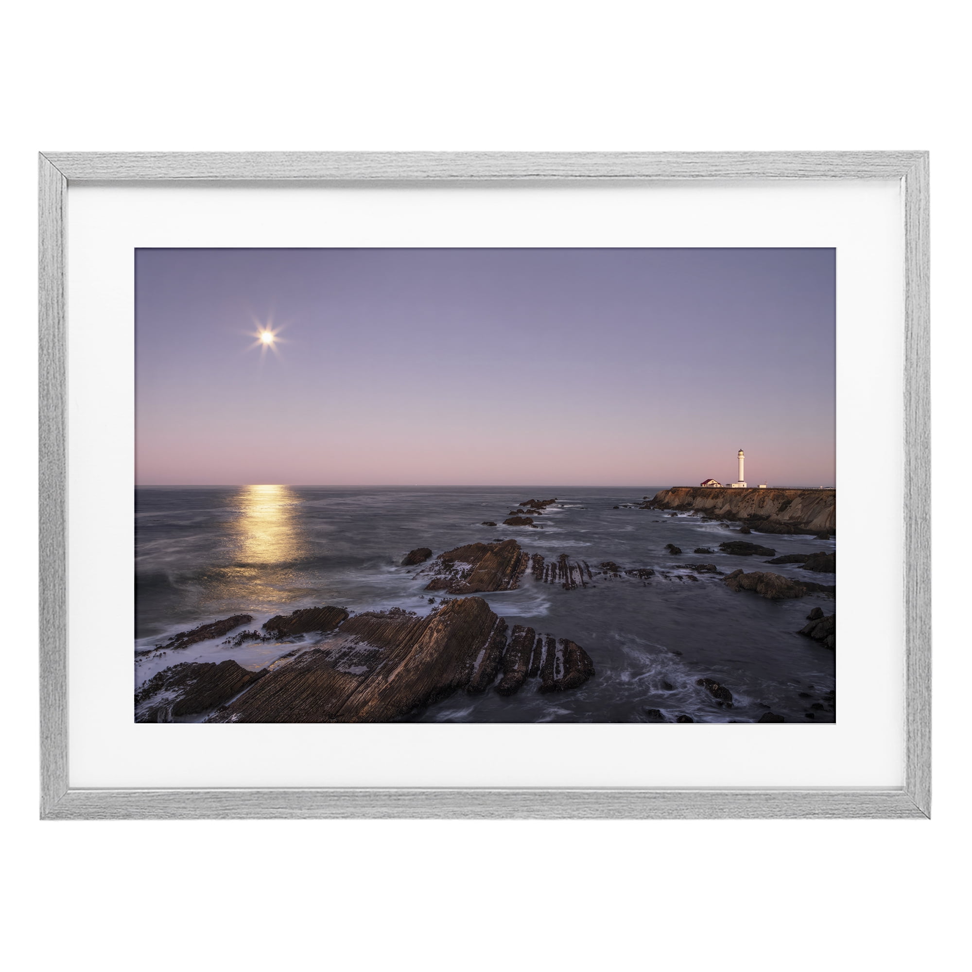 Stupell Industries Moon Arena Coastline Gray Framed Print Under Glass, design by Shelley Carlisle