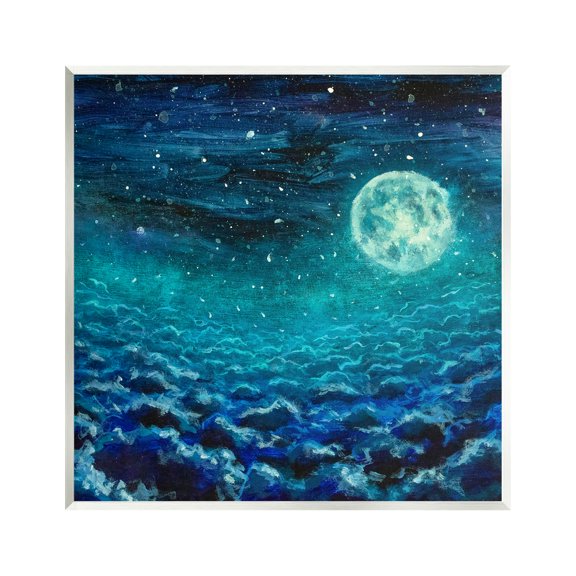 Stupell Industries Moon & Clouds Painting Nature Painting Unframed Art Print Wall Art, 12 x 12