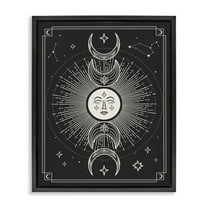 Stupell Industries Moon Cycle Pattern Astrology & Stars Painting Black Floater Framed Canvas Art Print Wall Art, 17 x 21