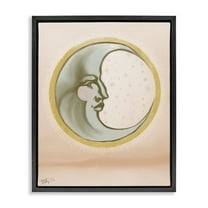 Stupell Industries Moon Face in Circle Astrology & Stars Painting Black Floater Framed Canvas Art Print Wall Art, 17 x 21