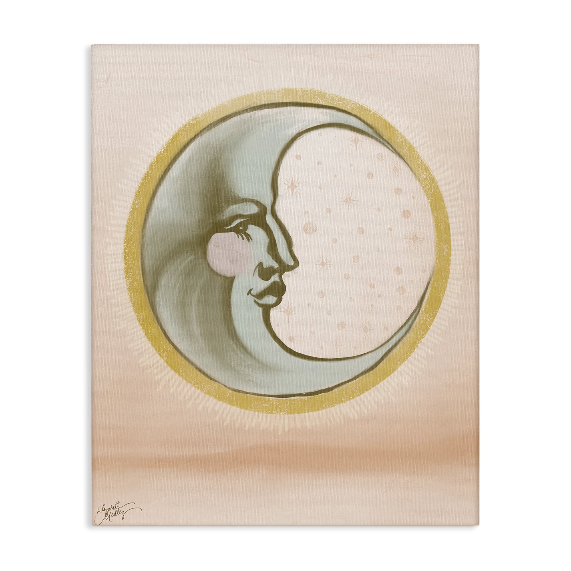 Stupell Industries Moon Face in Circle Astrology & Stars Painting Wrapped Canvas Art Print Wall Art, 36 x 48