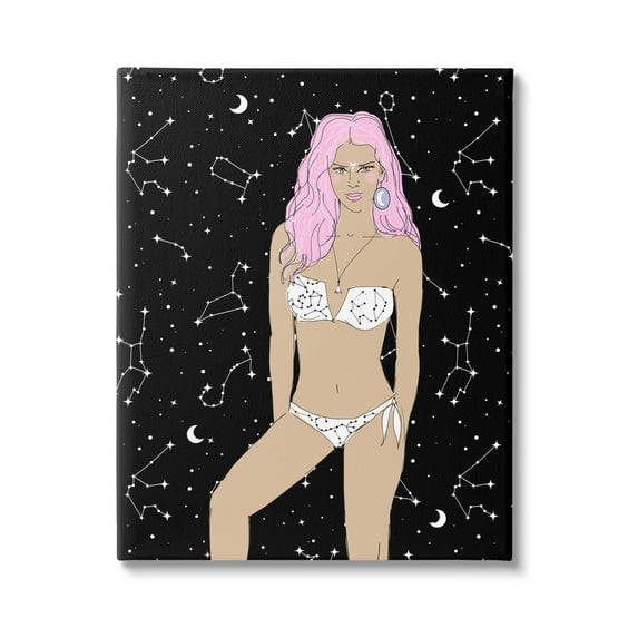 Stupell Industries Moon Girl Constellations Novelty Painting Gallery Wrapped Canvas Print Wall Art, 30 x 40