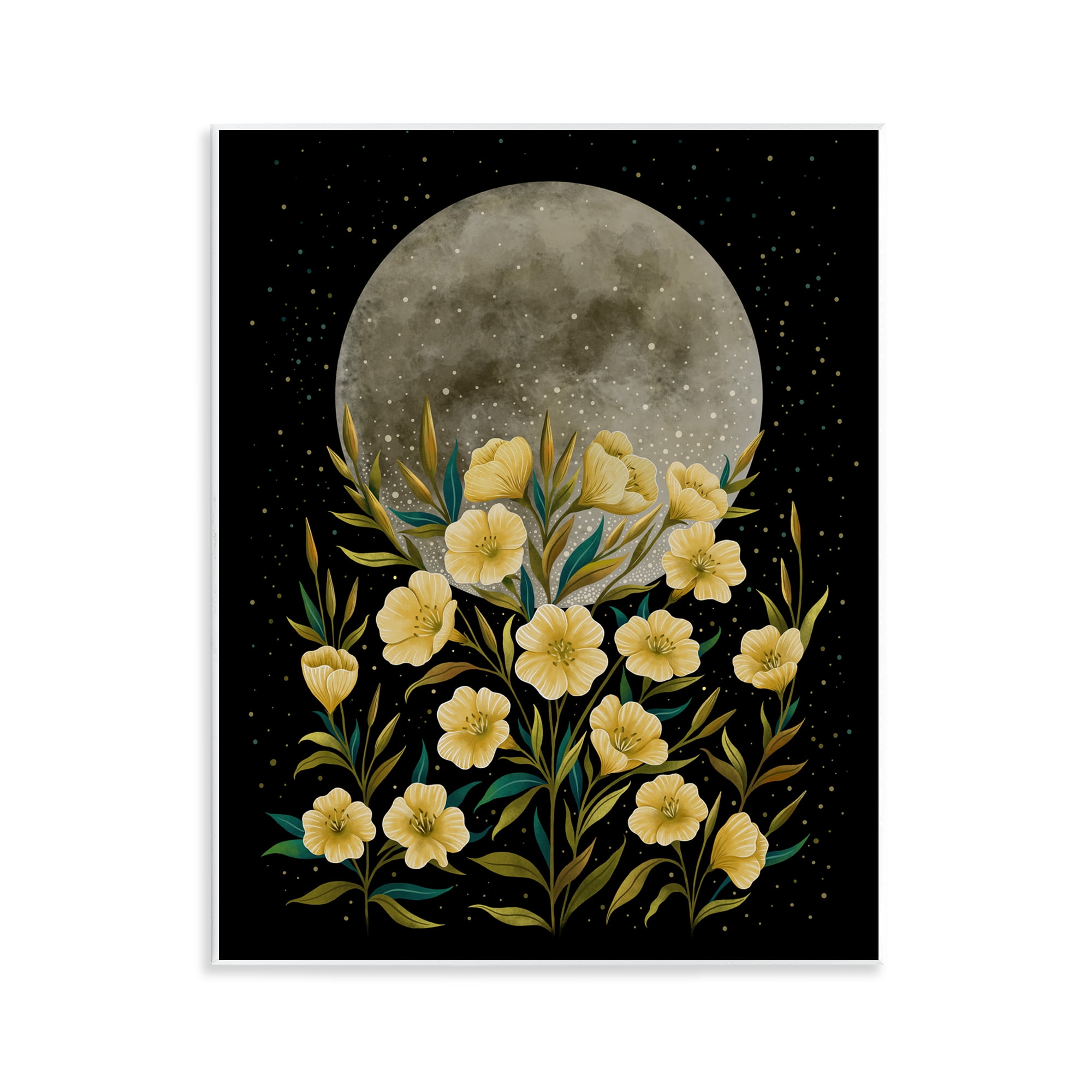Stupell Industries Moon Greeting Yellow Flowers Wall Plaque Art, design by Episodic Drawings