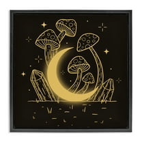 Stupell Industries Moon In The Shroom Plants & Flowers Painting Black Floater Framed Canvas Art Print Wall Art, 18 x 18