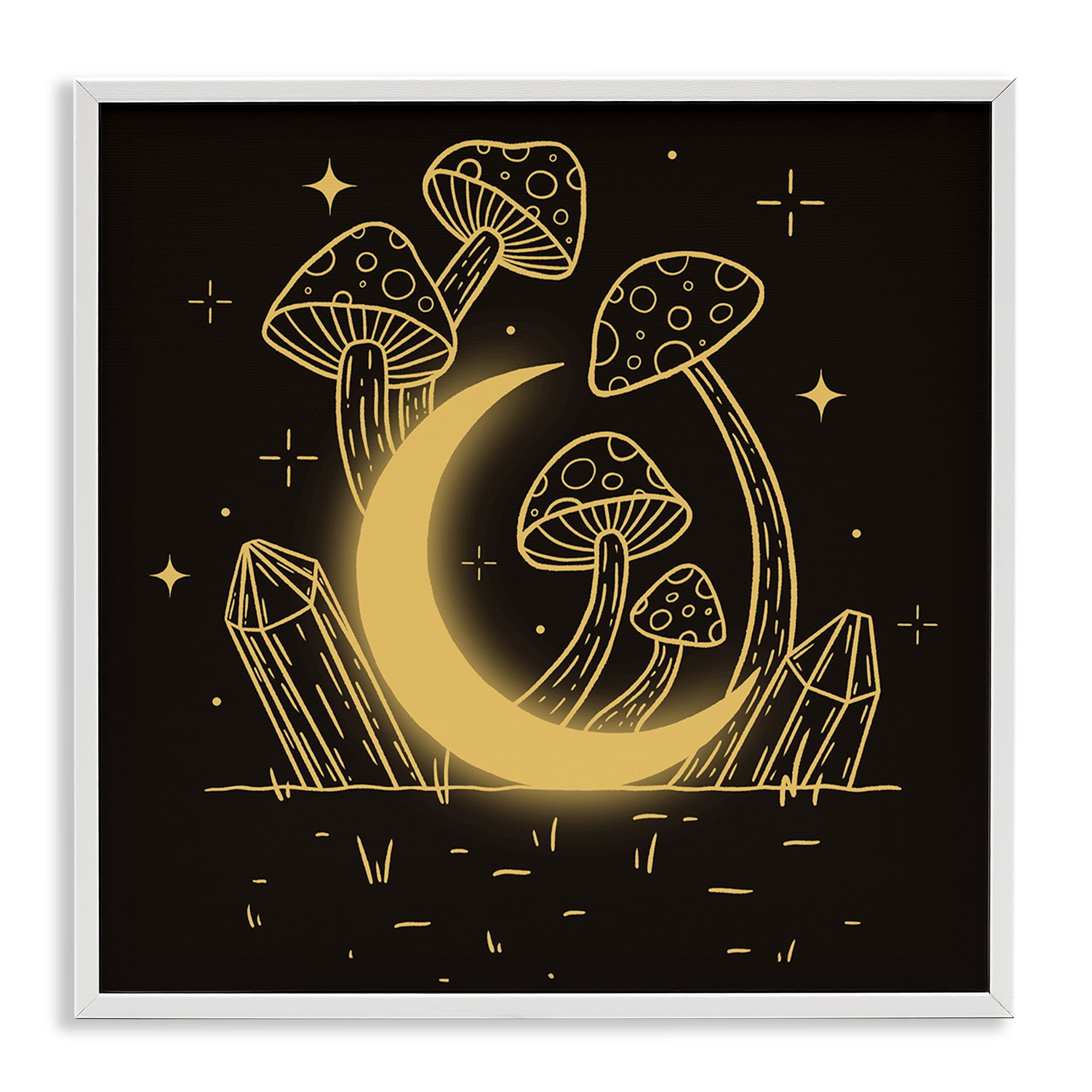 Stupell Industries Moon In The Shroom Plants & Flowers Painting White Framed Art Print Wall Art, 12 x 12