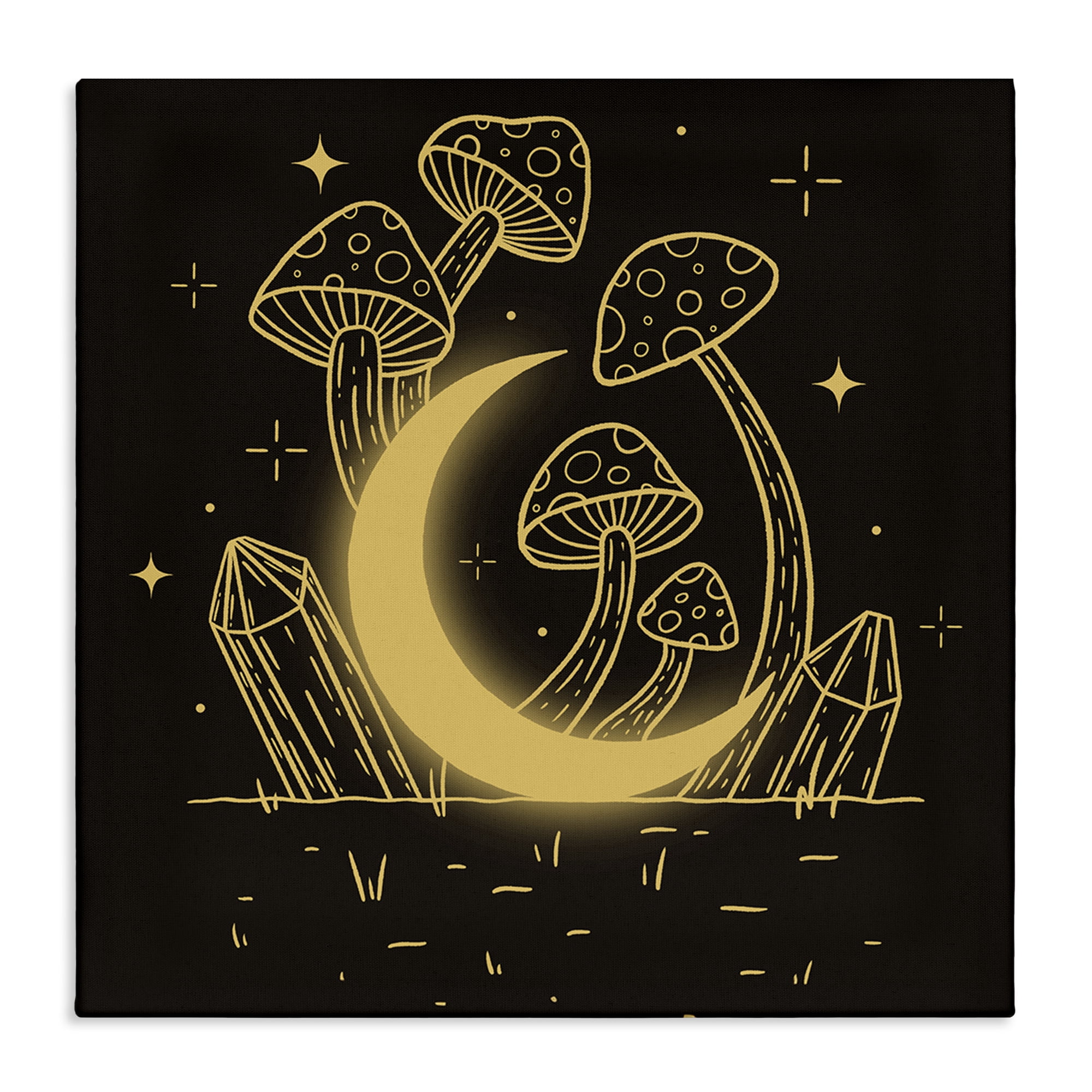 Stupell Industries Moon In The Shroom Plants & Flowers Painting Wrapped Canvas Art Print Wall Art, 17 x 17