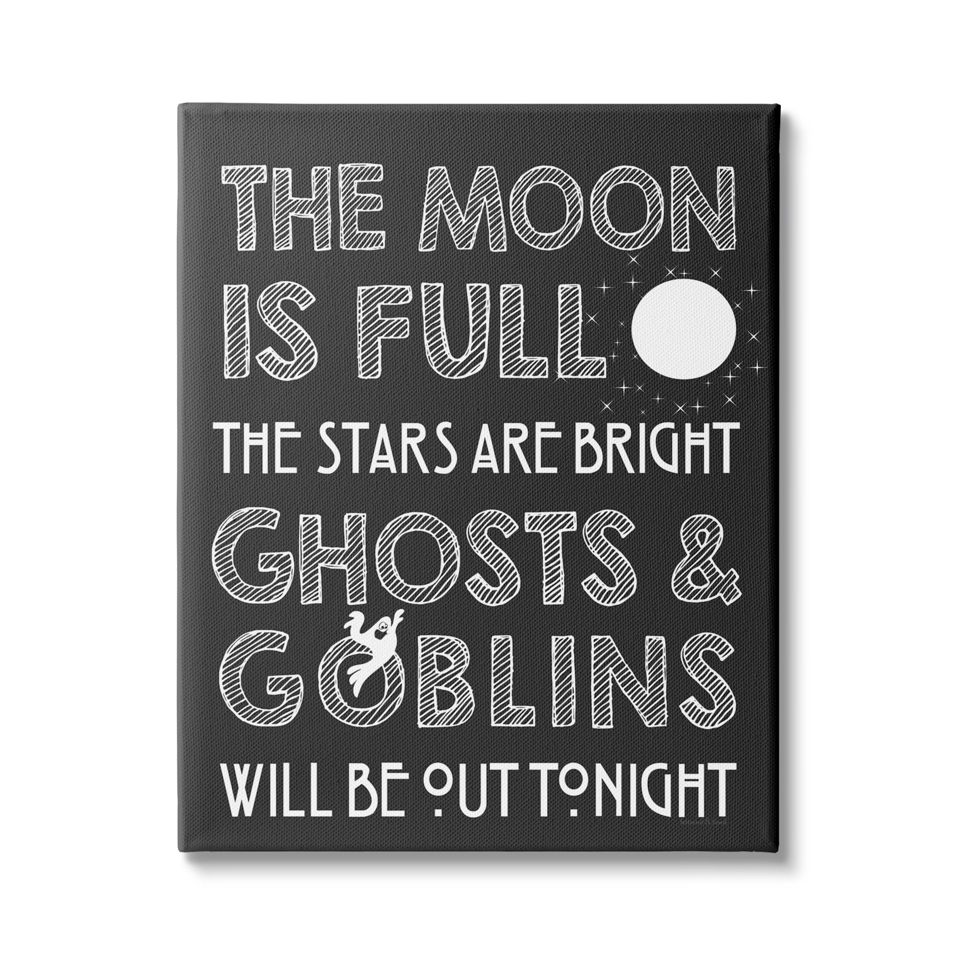 Stupell Industries Moon Is Full Stars Are Bright Halloween Phrase, 30 x 40,Design by Lettered and Lined