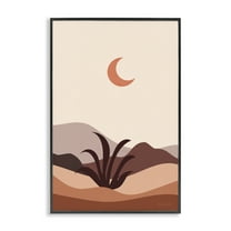 Stupell Industries Moon Over Desert Scene Landscape & Nature Painting Black Framed Art Print Wall Art, 12 x 18