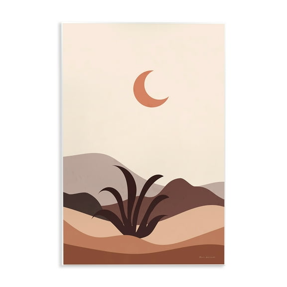 Stupell Industries Moon Over Desert Scene Landscape & Nature Painting Unframed Art Print Wall Art, 10 x 15