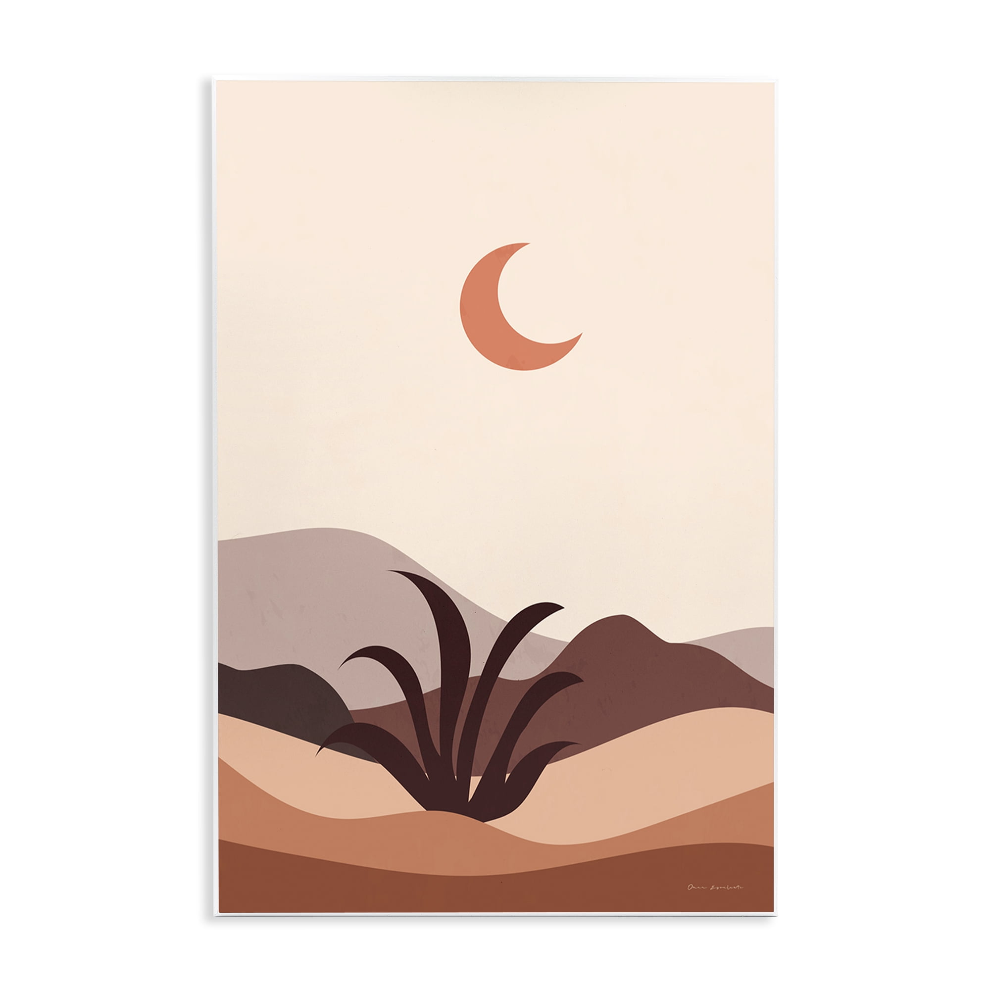 Stupell Industries Moon Over Desert Scene Landscape & Nature Painting Unframed Art Print Wall Art, 13 x 19