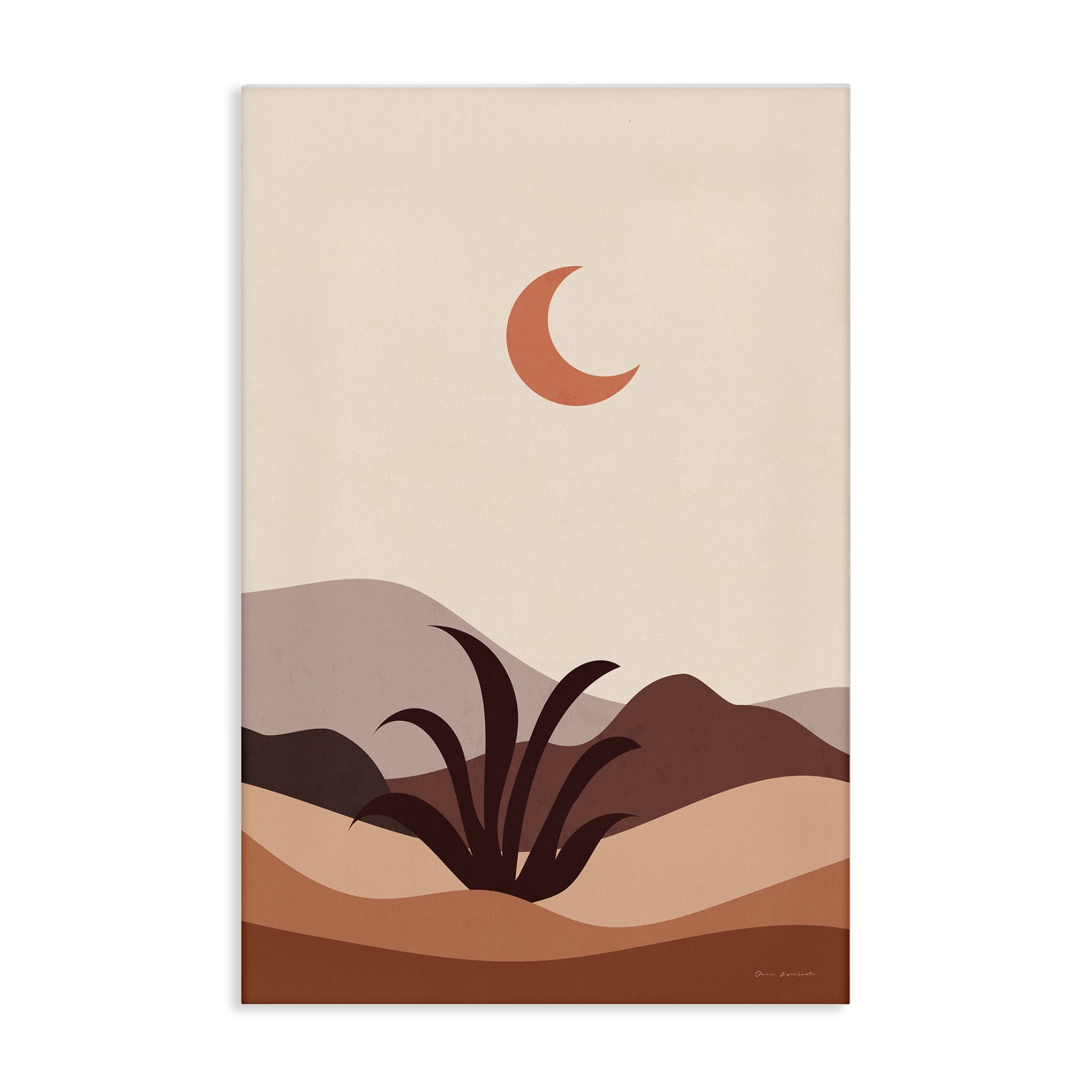 Stupell Industries Moon Over Desert Scene Landscape & Nature Painting Wrapped Canvas Art Print Wall Art, 24 x 36